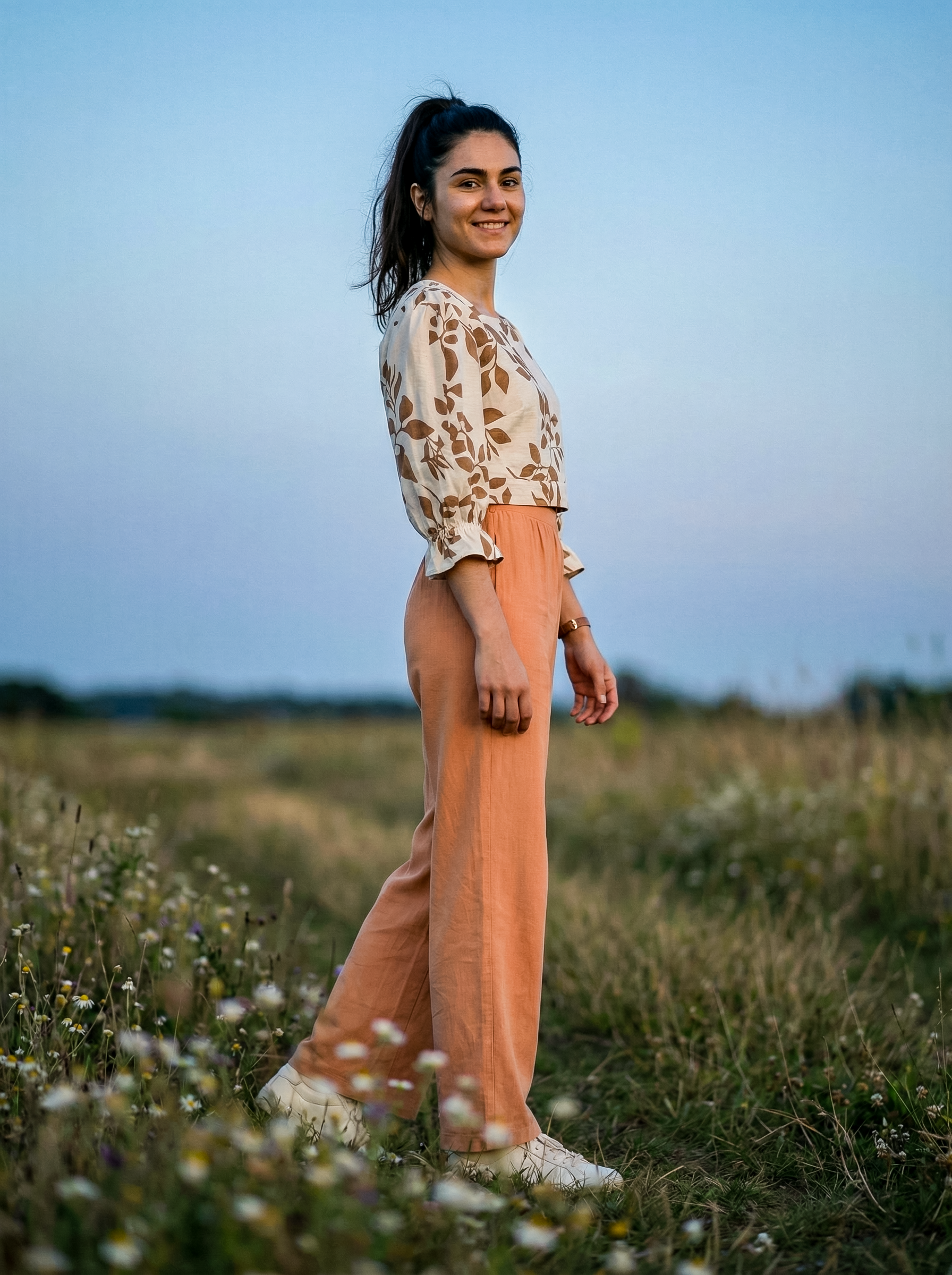 Women's Brown Nylon Viscose Imp Top with Square Neck