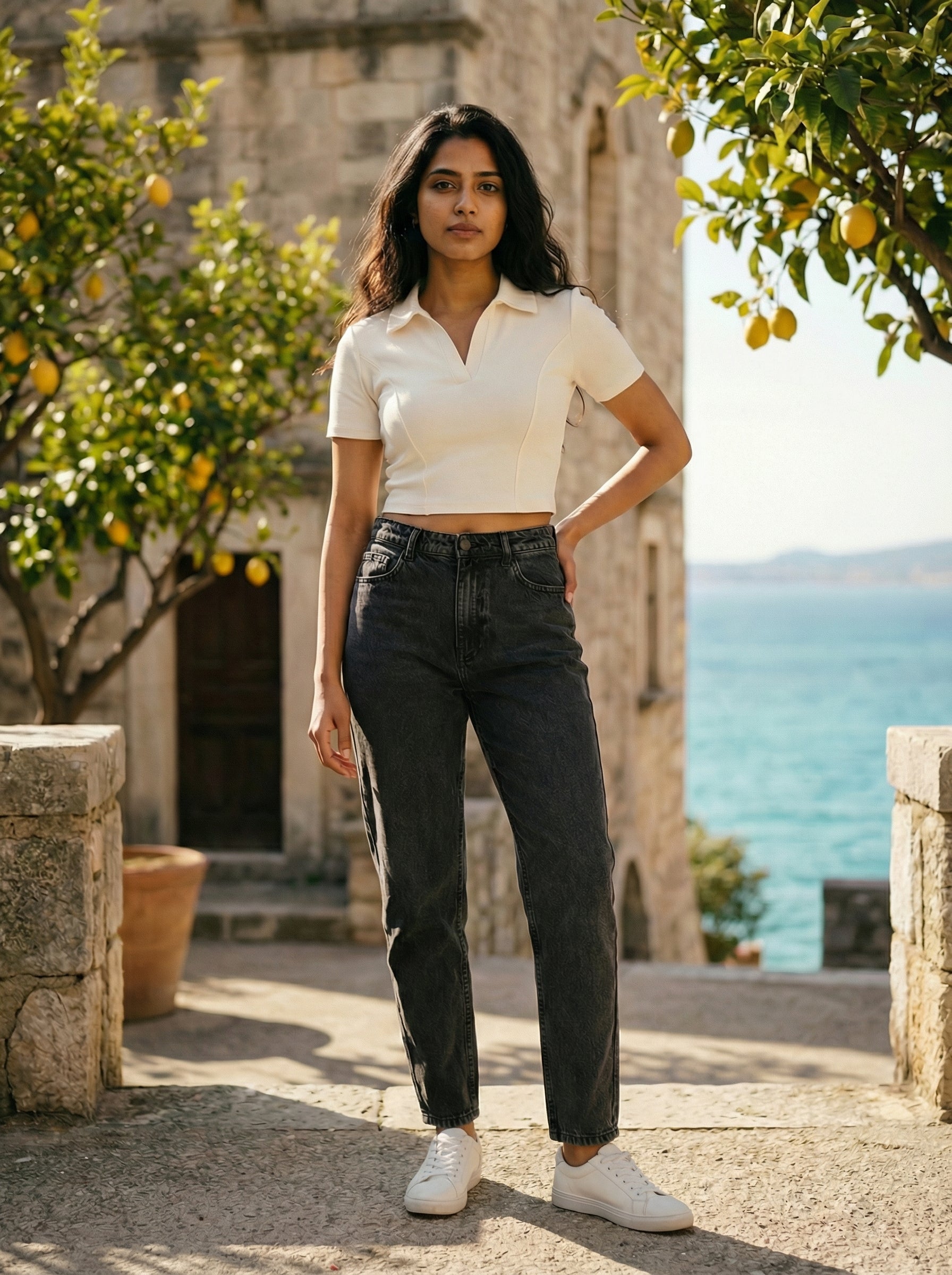 Women’s Carbon Black Mom Fit PP Spray Denim Jeans