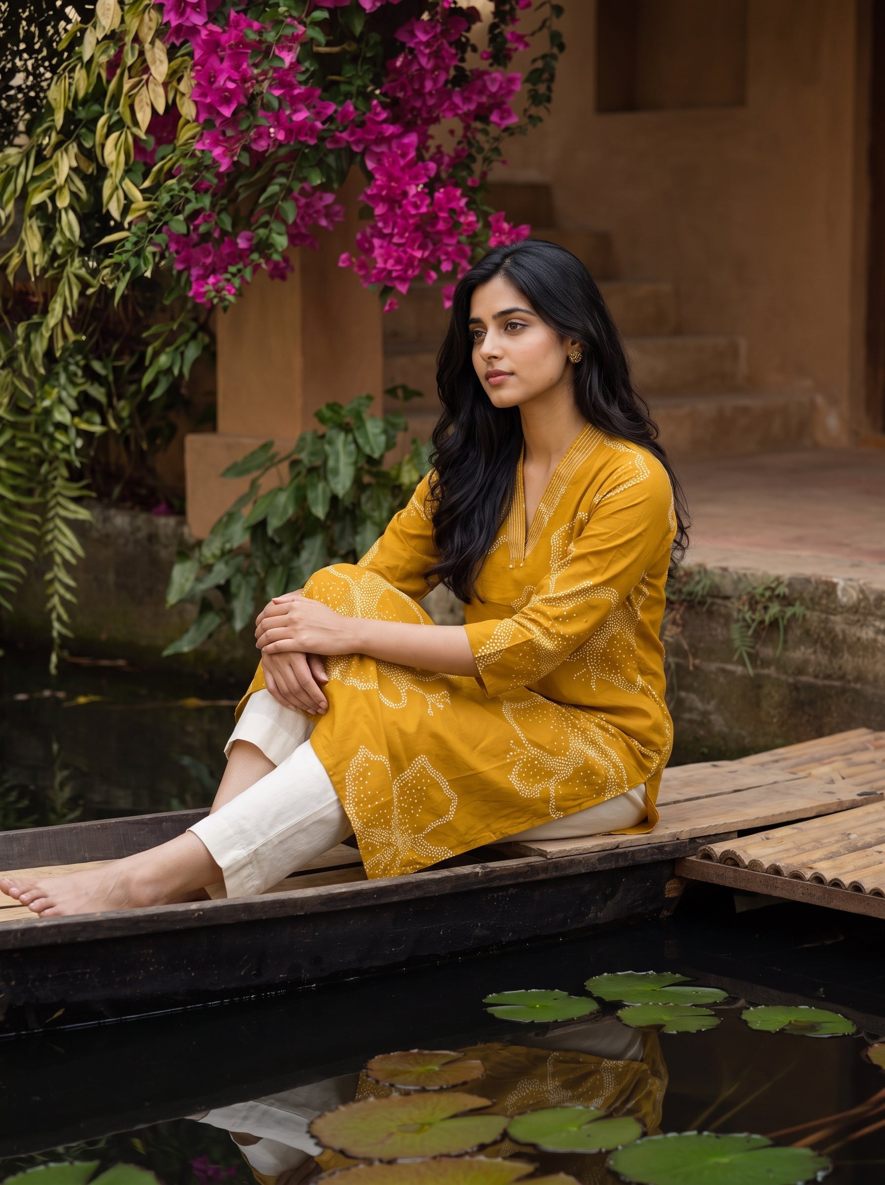 Women's Cotton Yellow Regular Fit Kurti