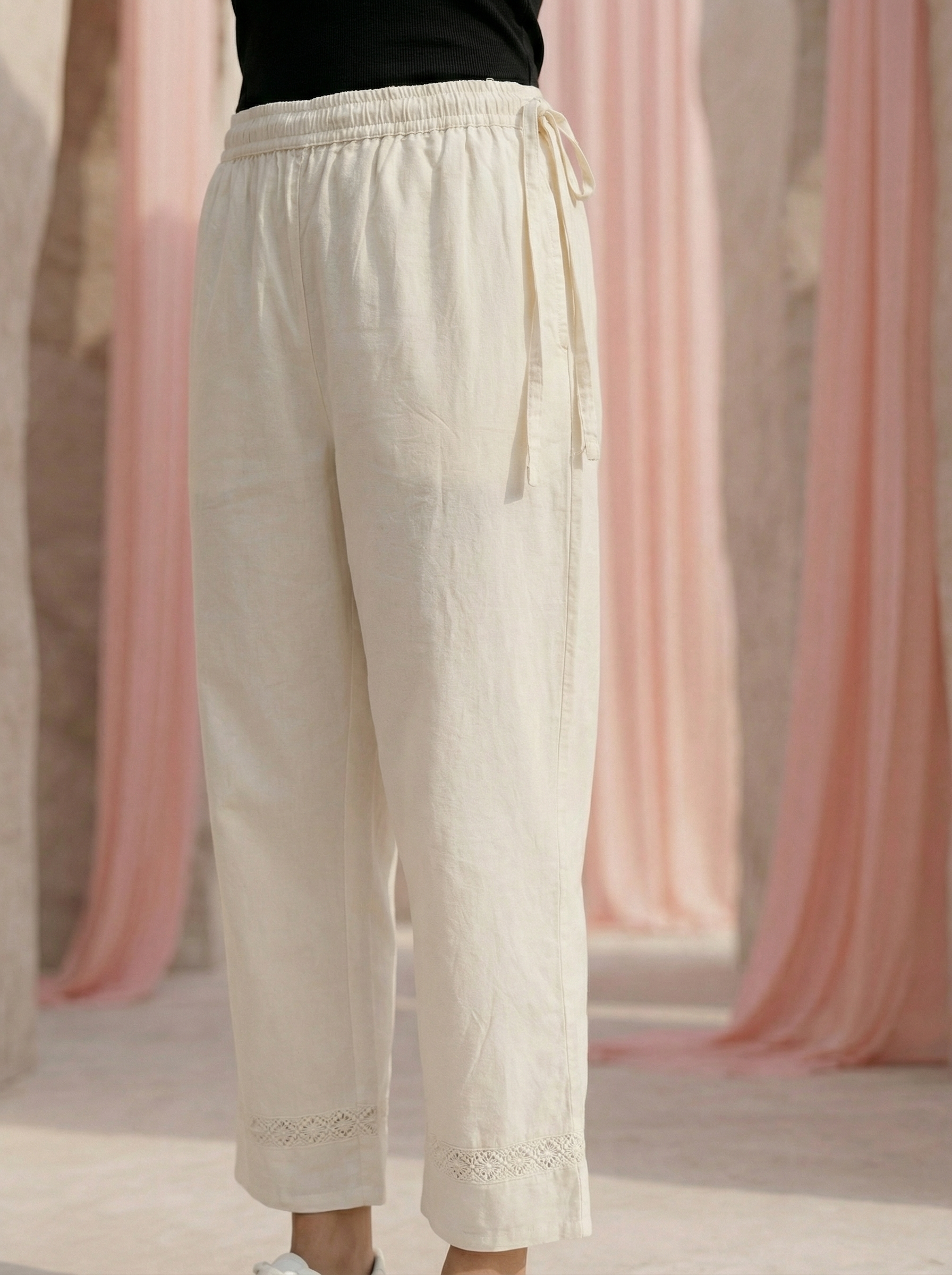 Women’s Off-White Parallel Fit Sheeting Bottom