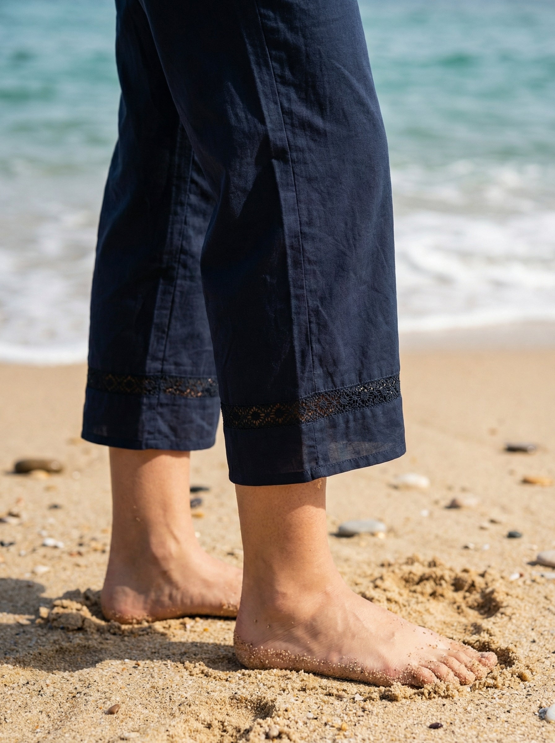 Women’s Navy Parallel Fit Sheeting Pants