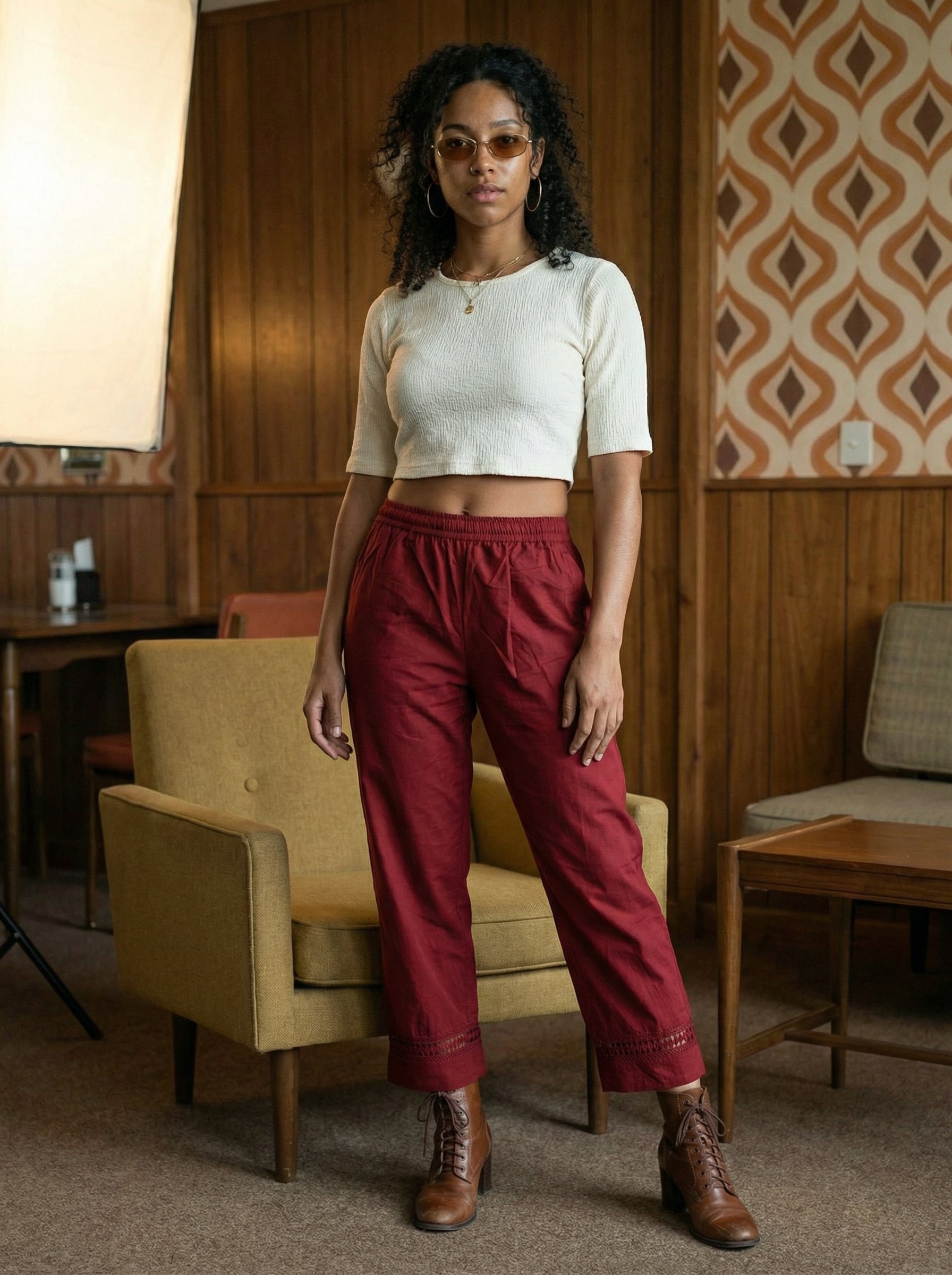 Women’s Maroon Parallel Fit Sheeting Bottoms