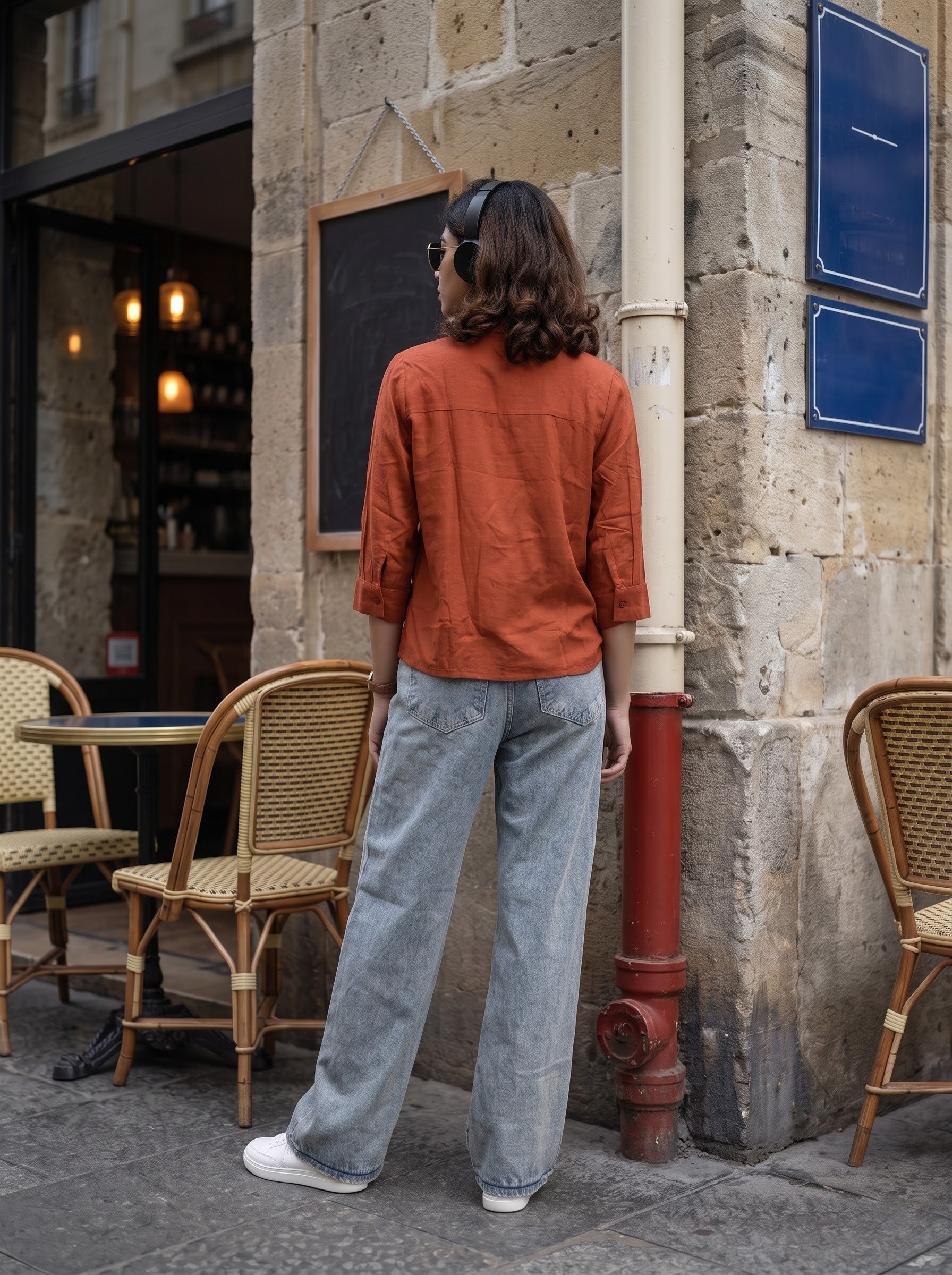 Women's Linen Blend Rust Color Regular Fit Shirt