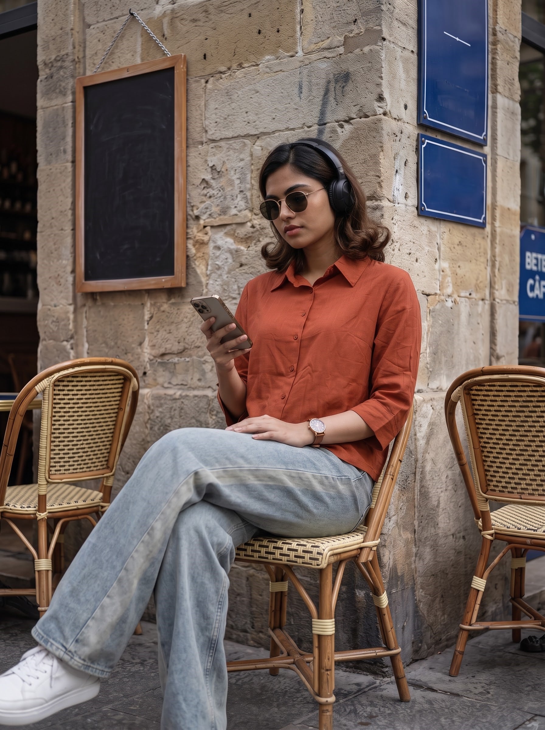 Women's Linen Blend Rust Color Regular Fit Shirt