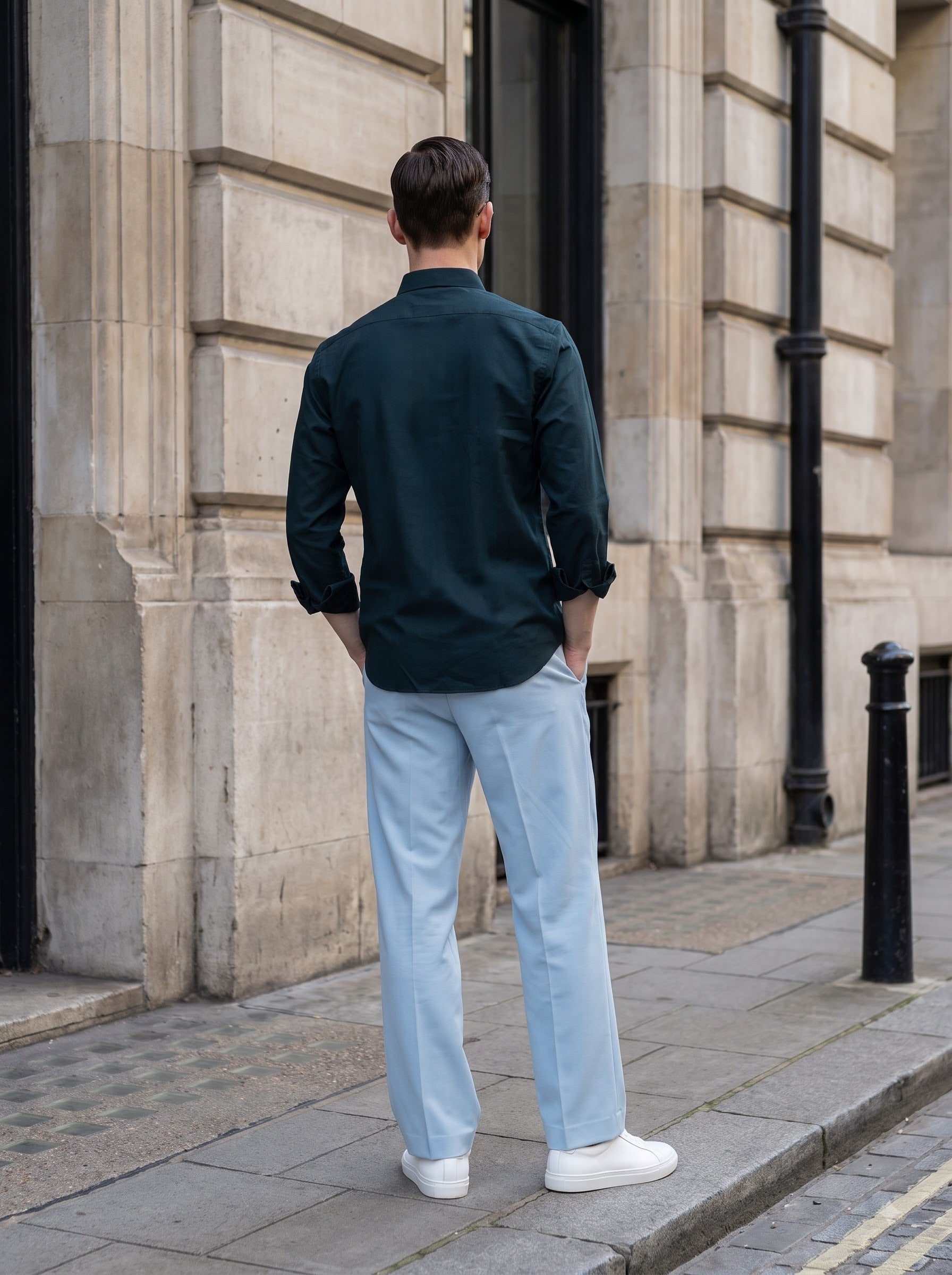 Men's Cotton Oxford Teal Blue Regular Fit Shirt