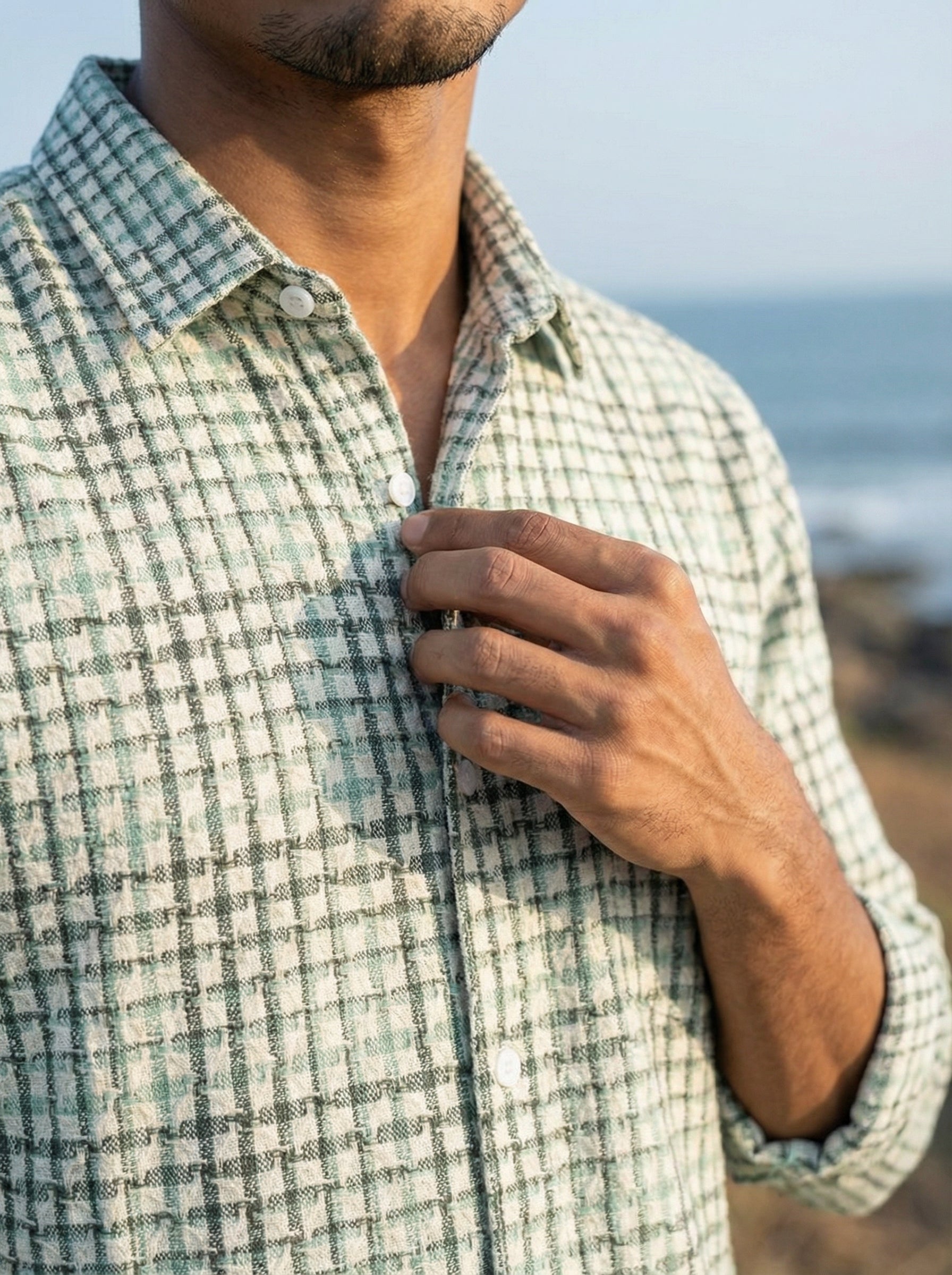 Men’s Relaxed Fit Green Checked Shirt