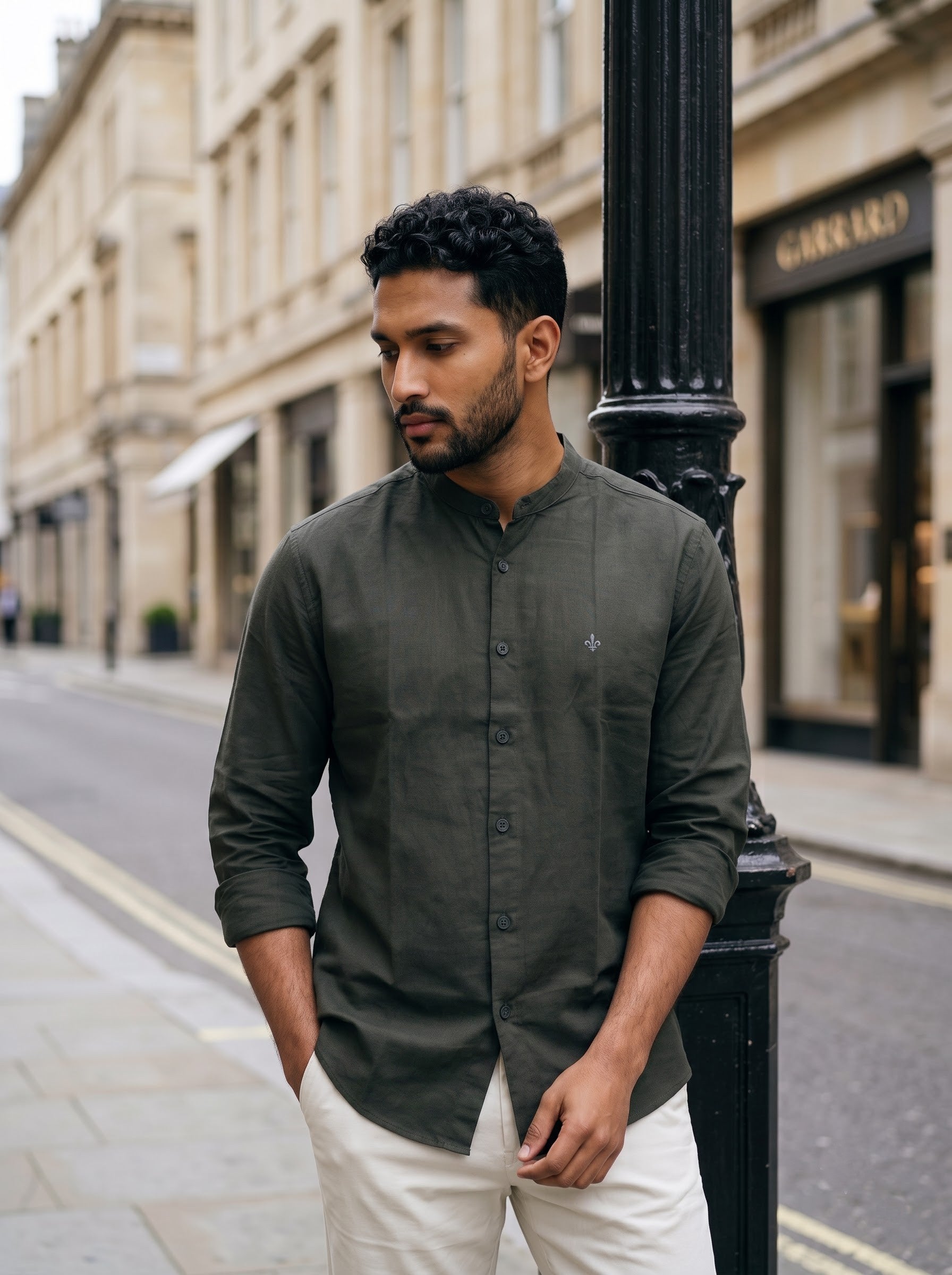 Men's Lyocell Linen Raven Color Relaxed Fit Shirt