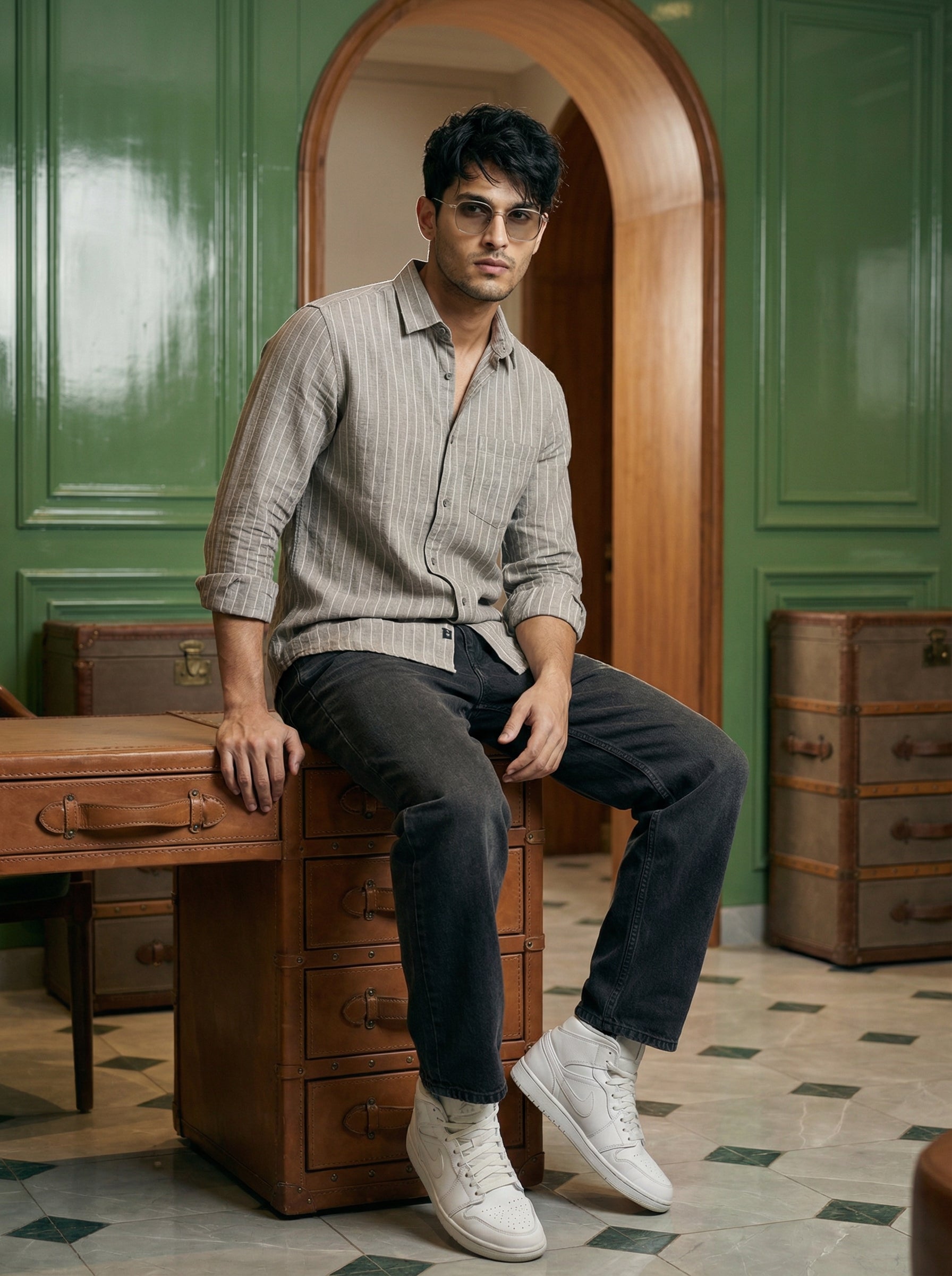 Men’s Relaxed Fit Cotton Stripe Shirt