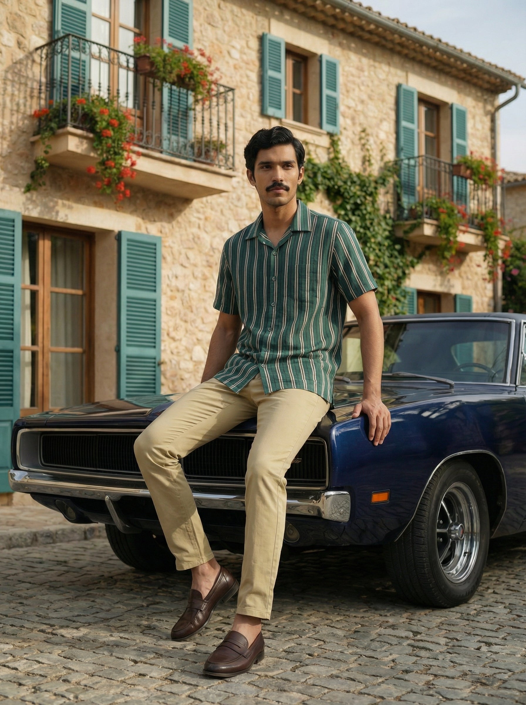 Men’s Green Relaxed Fit Agro Linen Shirt