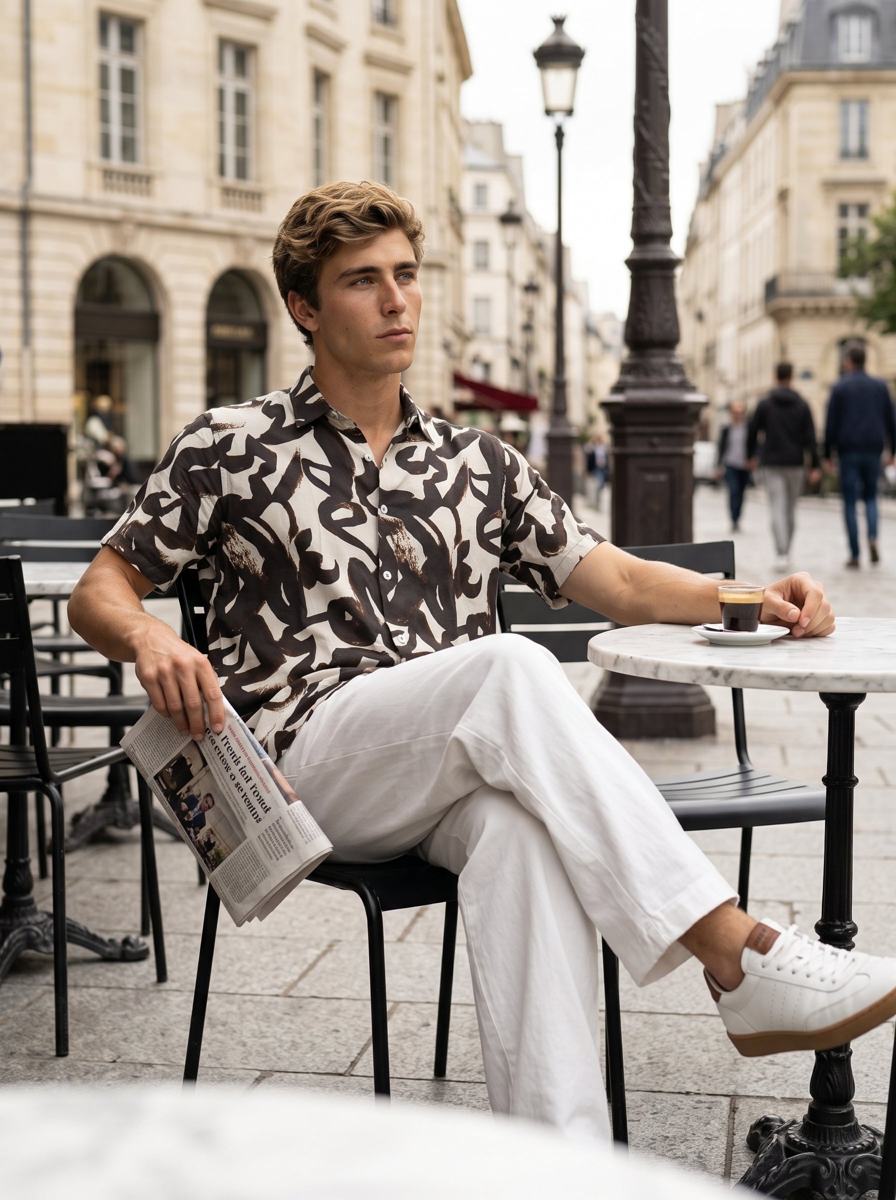 Men's Rayon Off White Relaxed Fit Shirt