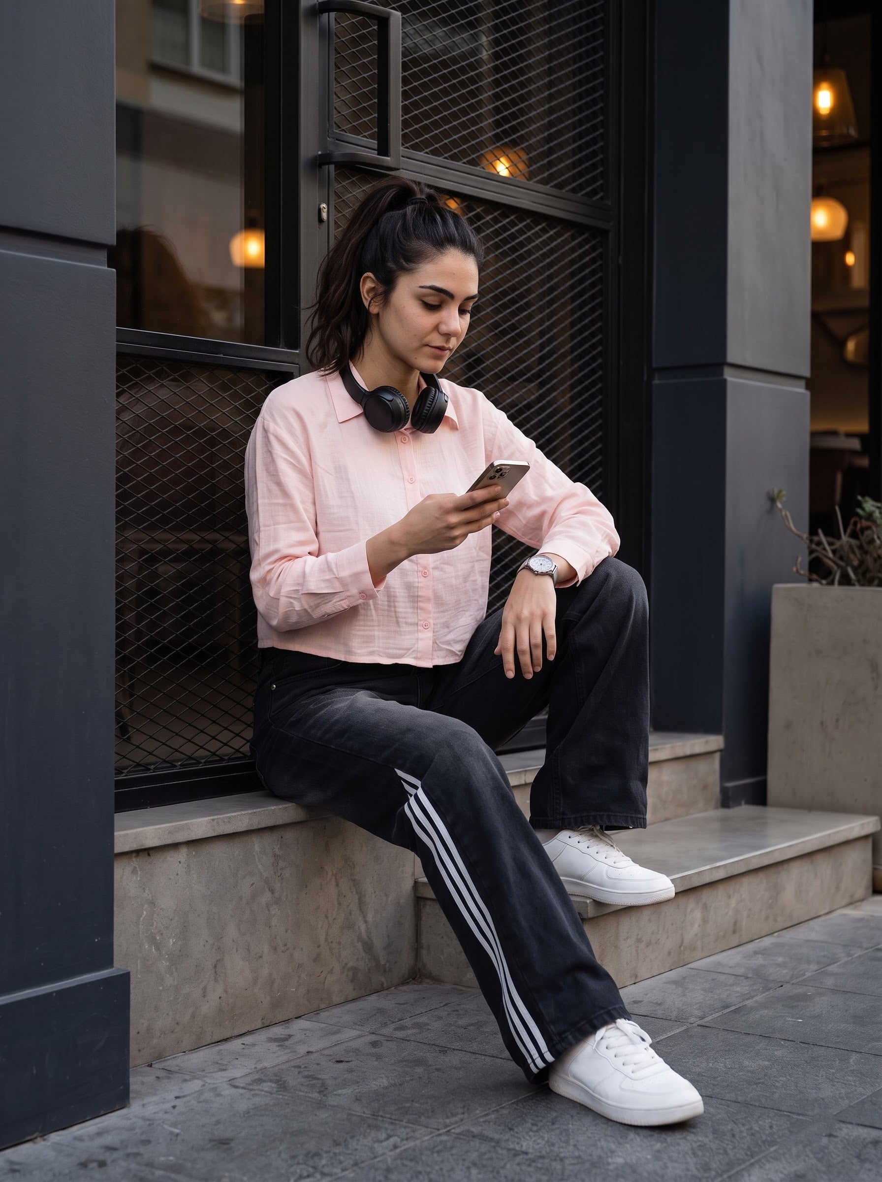 Women's Double Layered Cotton Peach Color Regular Fit Shirt