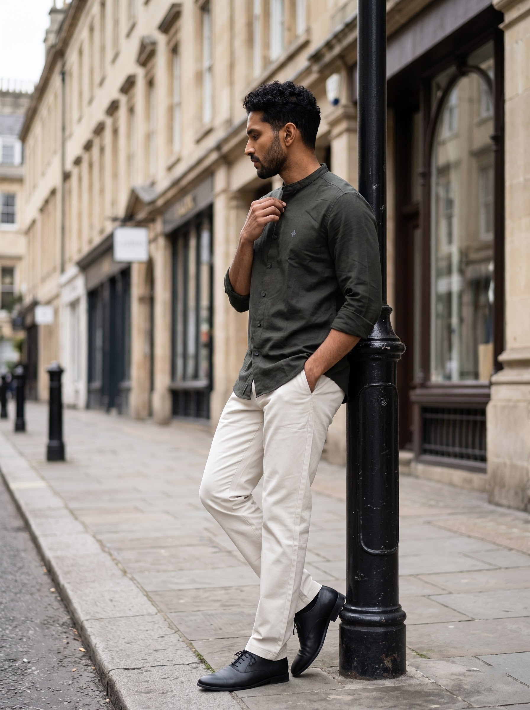 Men's Lyocell Linen Raven Color Relaxed Fit Shirt