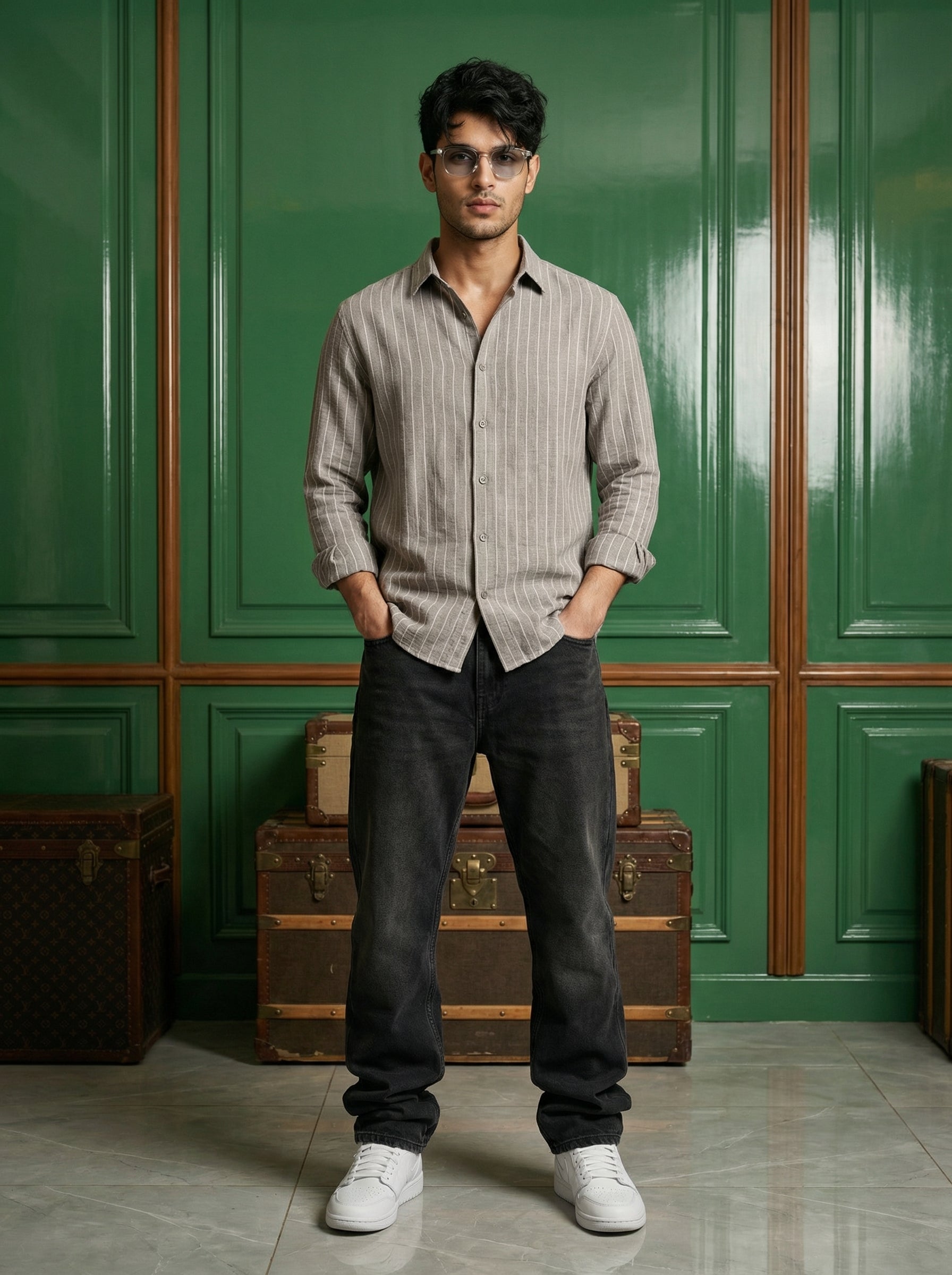 Men’s Relaxed Fit Cotton Stripe Shirt