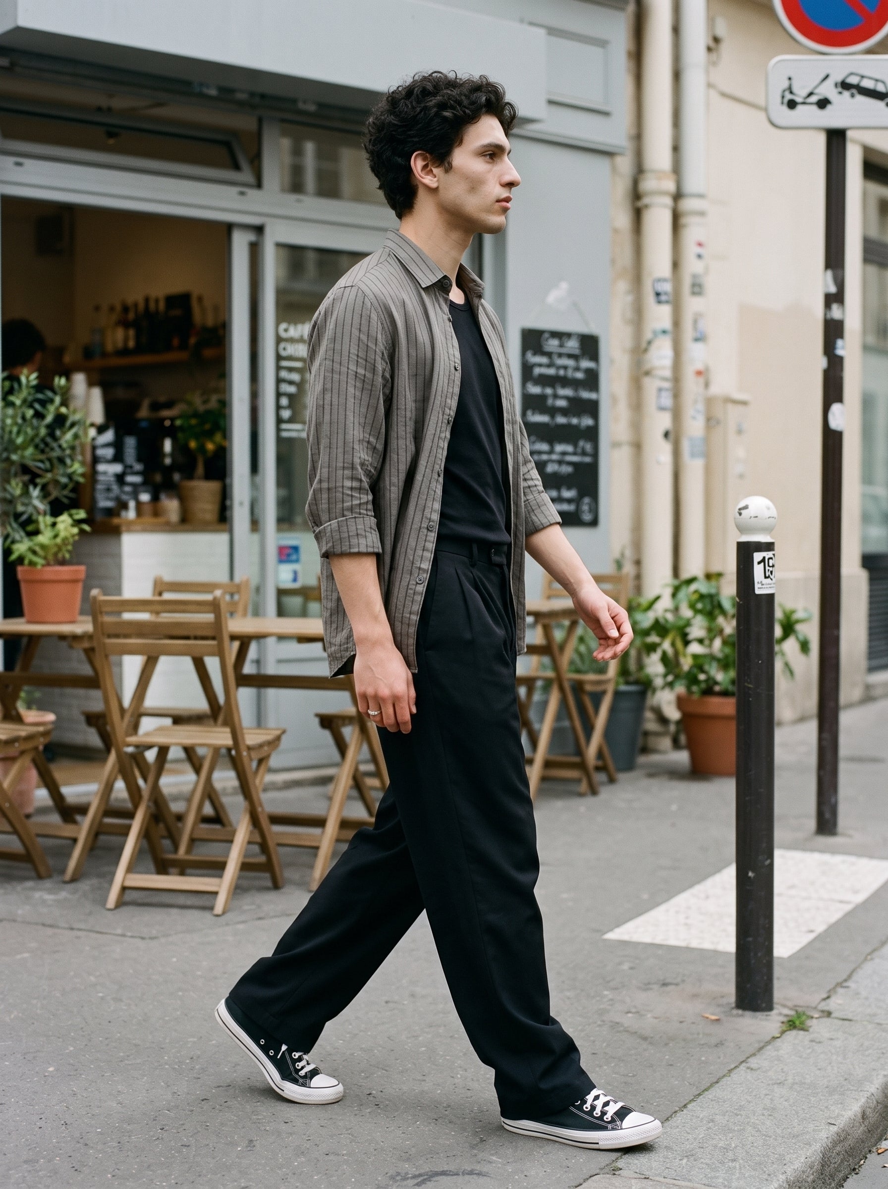 Men's Stripes Cement Relaxed Fit Shirt