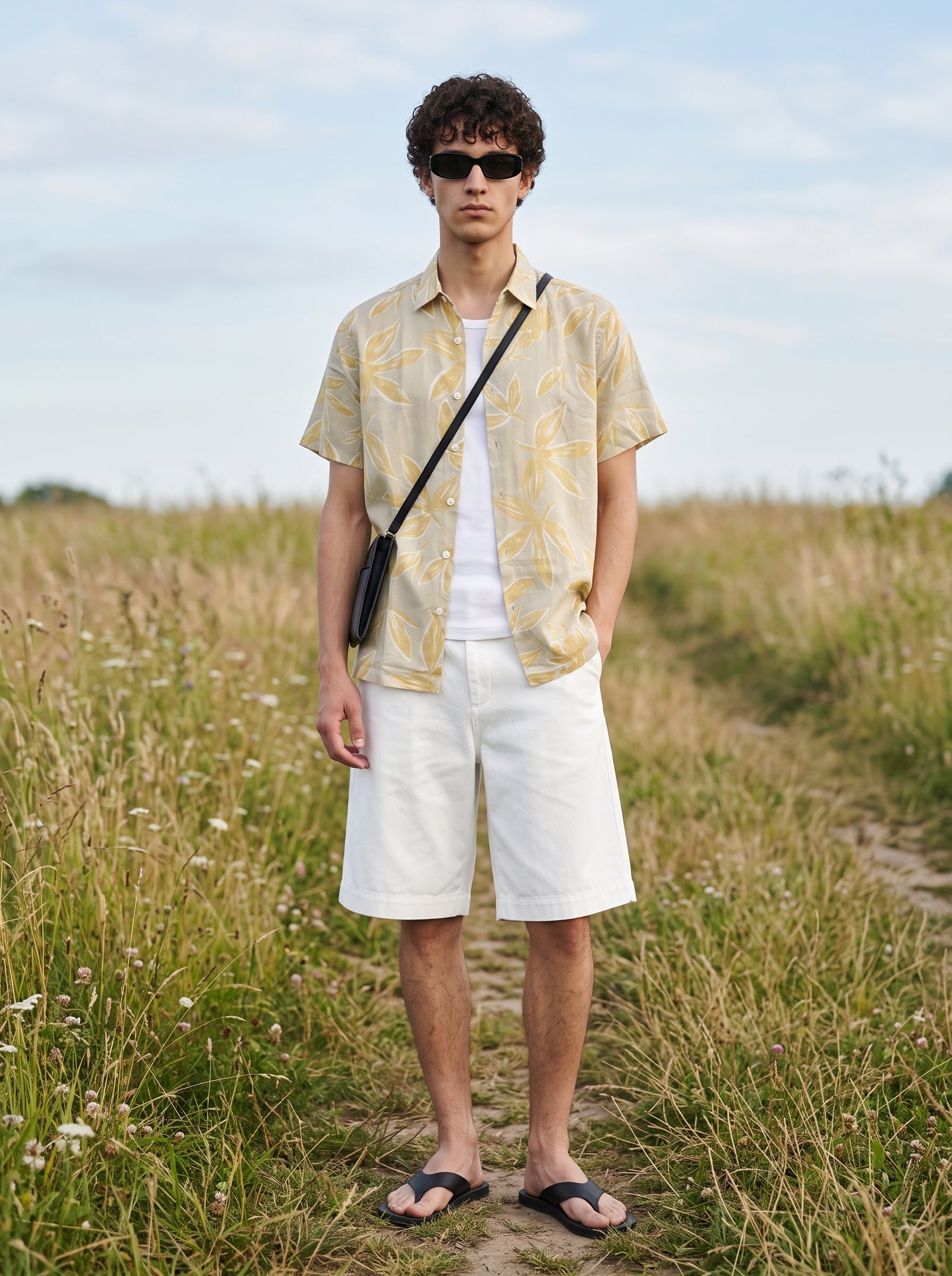 Men's Cotton Prints Mustard Relaxed Fit Shirt