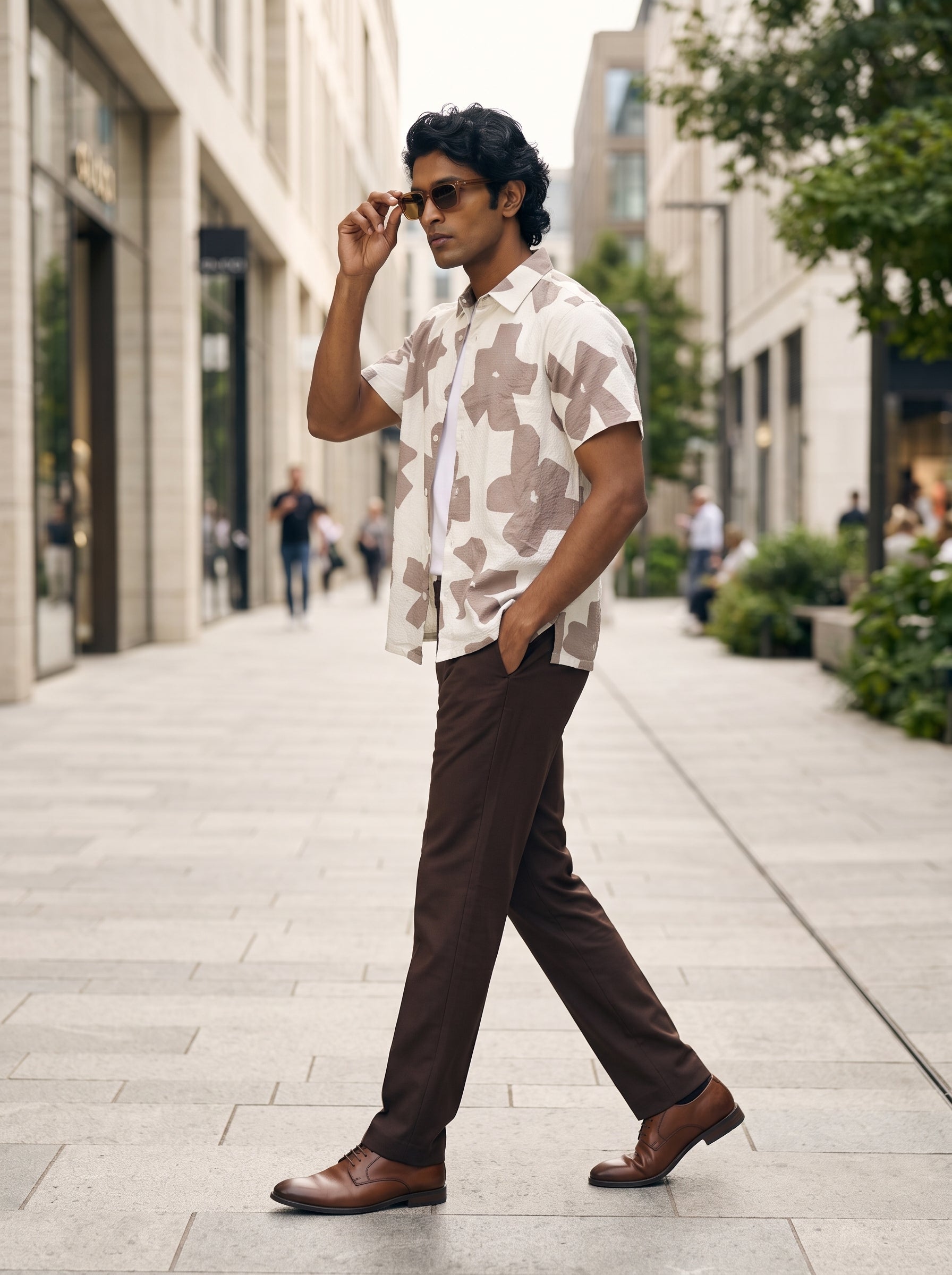 Men's Imported Brown Relaxed Fit Shirt
