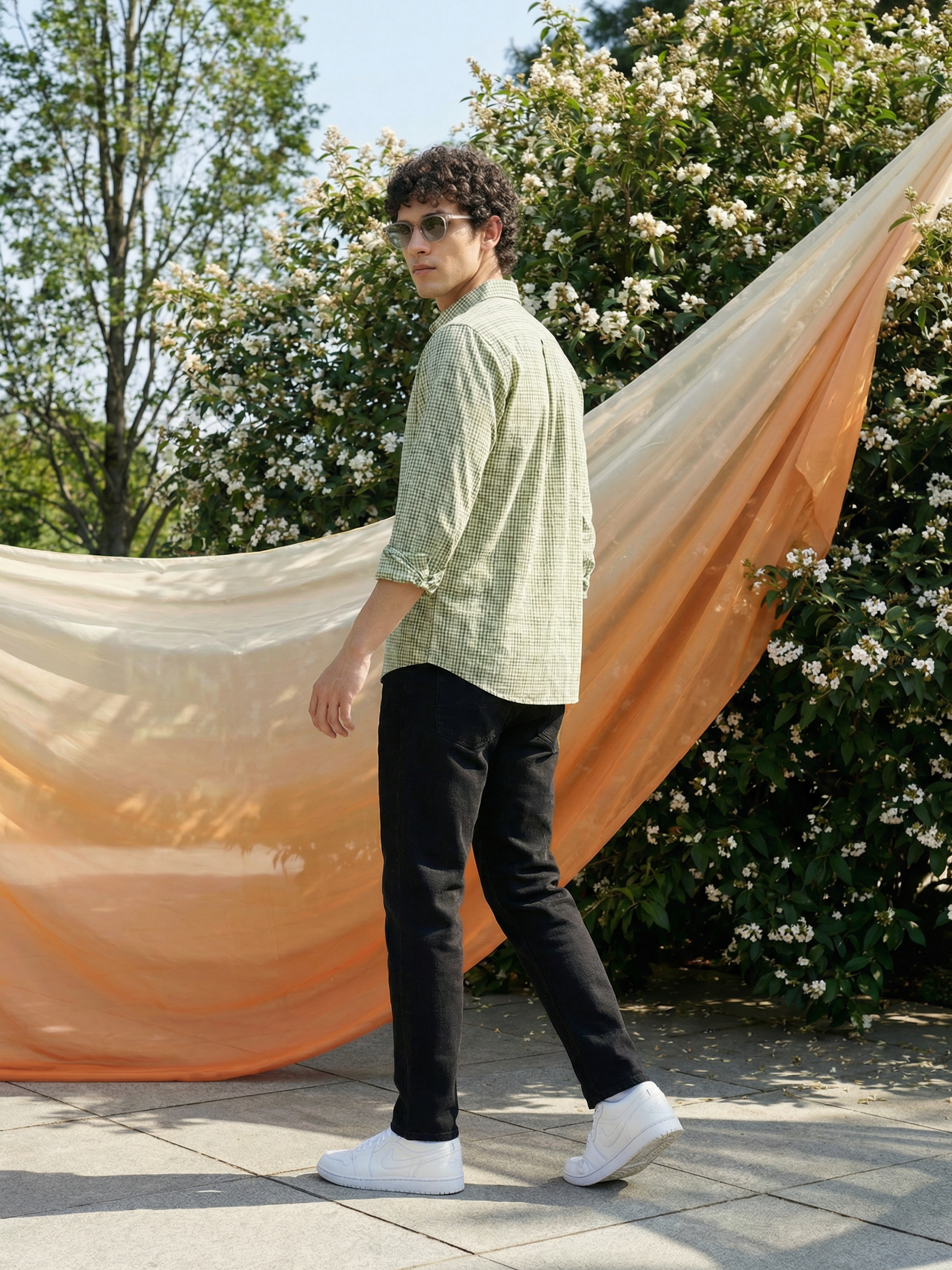 Men’s Relaxed Fit Green Checked Shirt