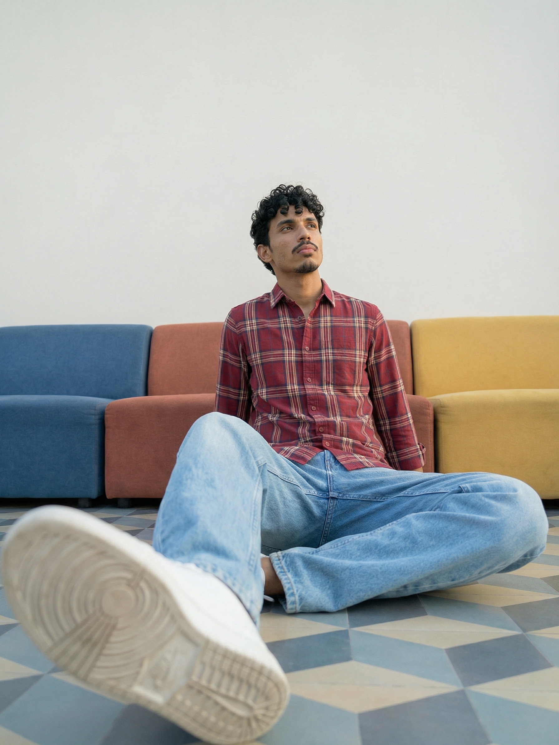 Men’s Relaxed Fit Red Cotton Check Shirt