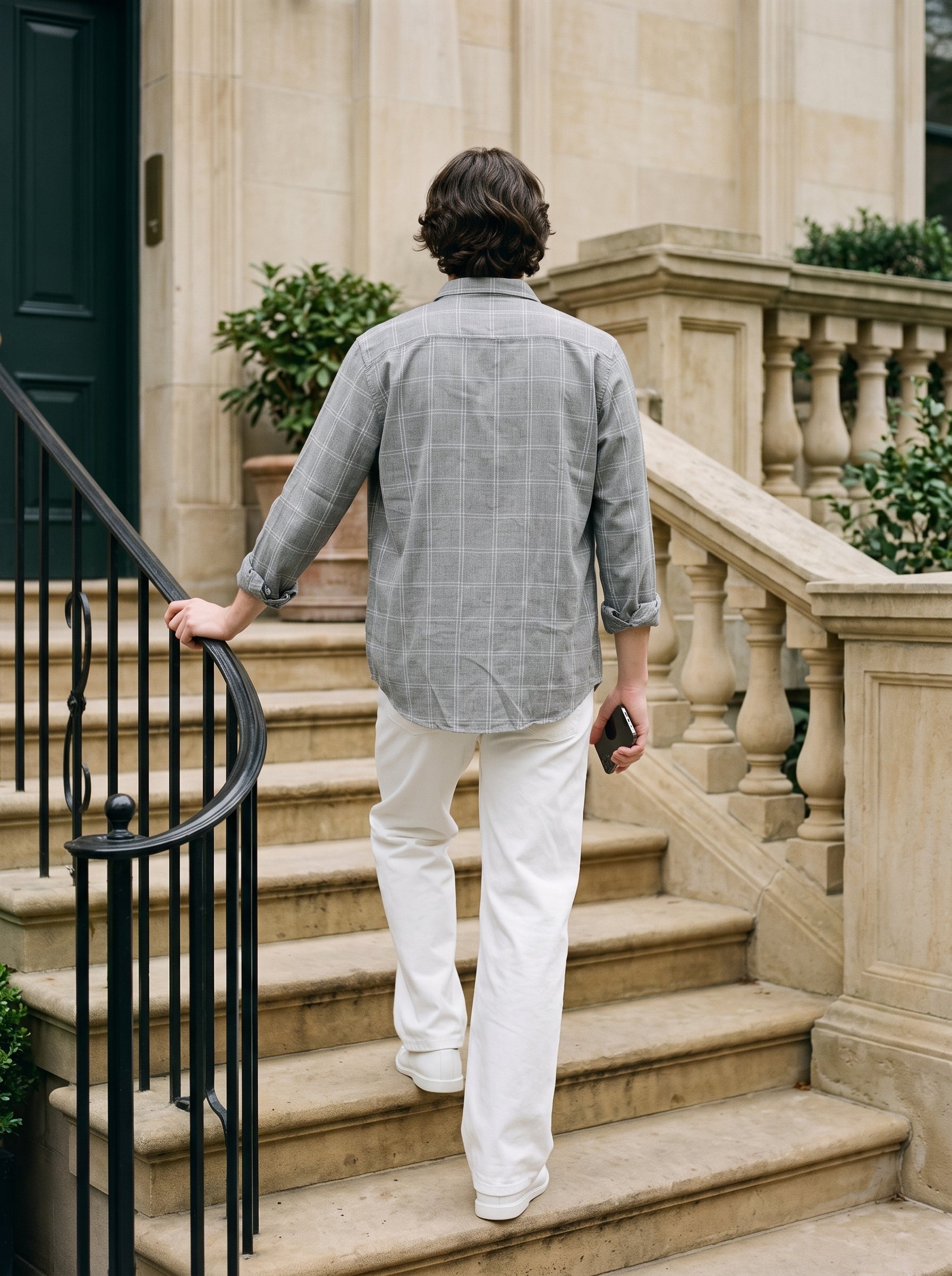 Men's Cotton Space Grey Relaxed Fit Shirt