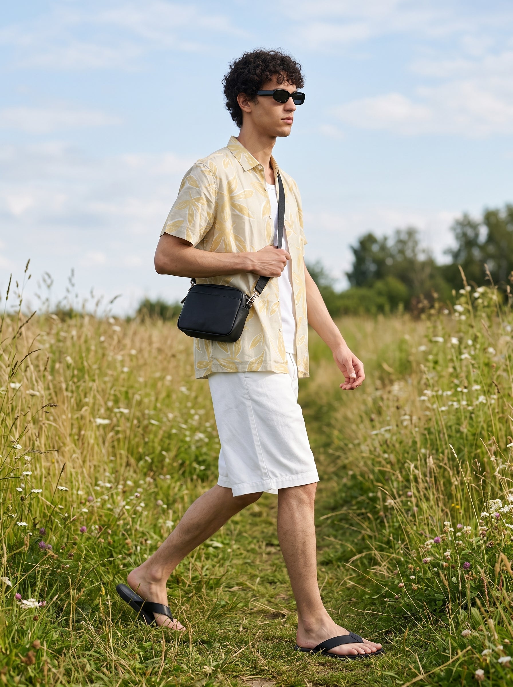 Men's Cotton Prints Mustard Relaxed Fit Shirt
