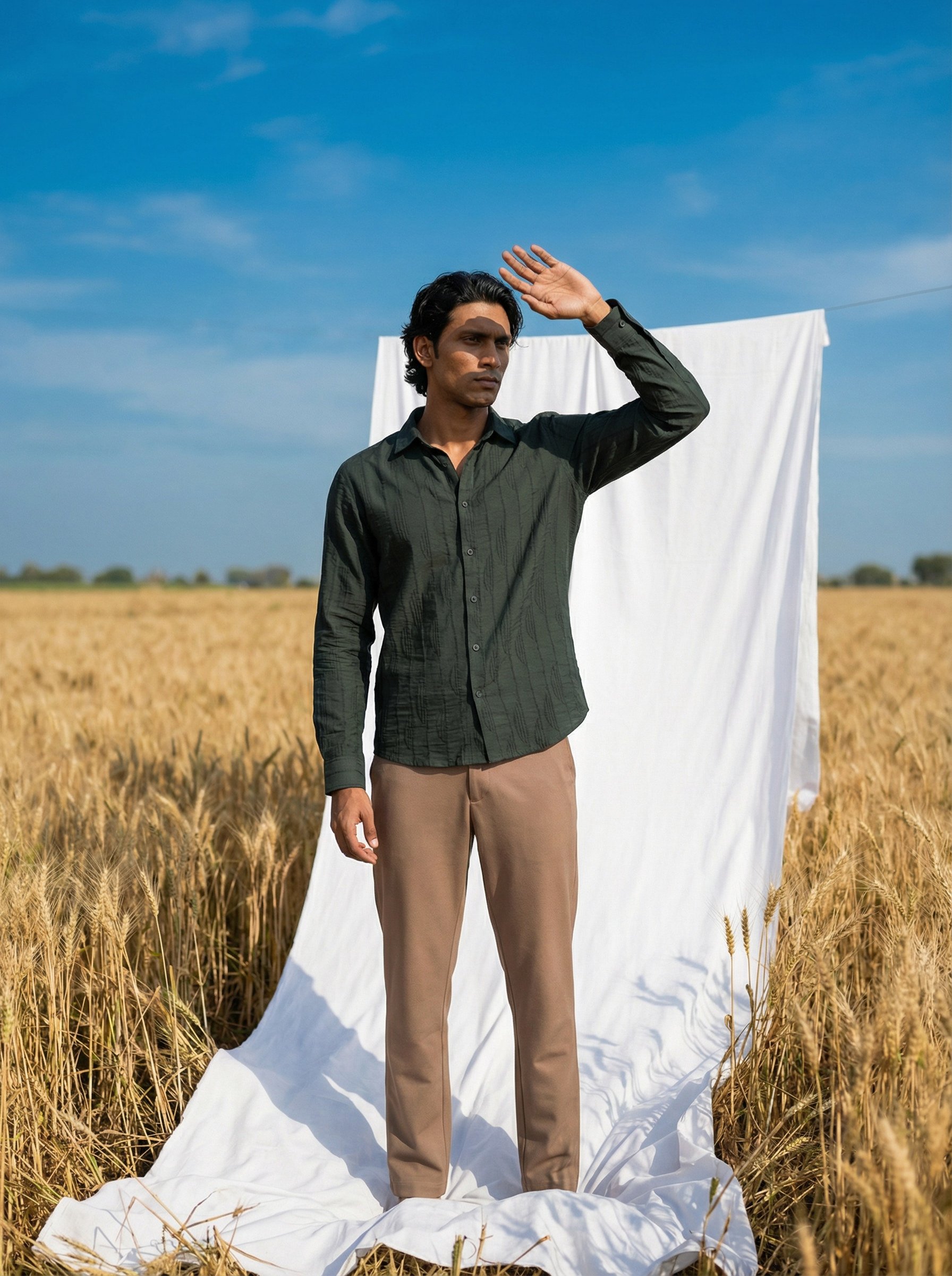 Regular Fit Nr Jacquard Shirt — Green Wash