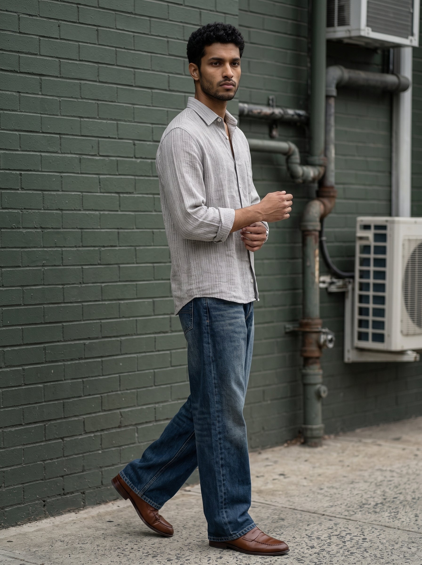 Men's Cotton Grey Relaxed Fit Shirt