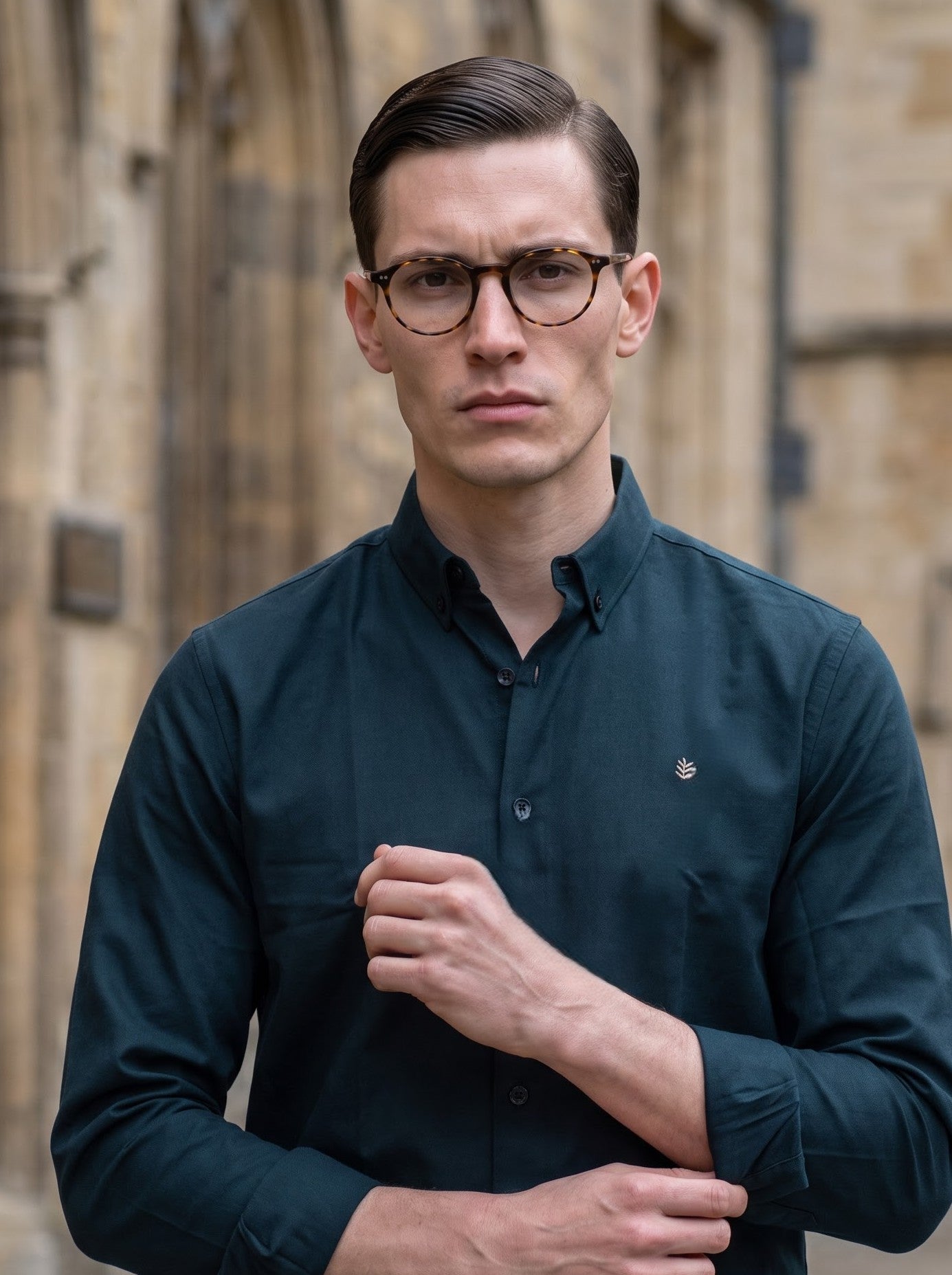 Men's Cotton Oxford Teal Blue Regular Fit Shirt