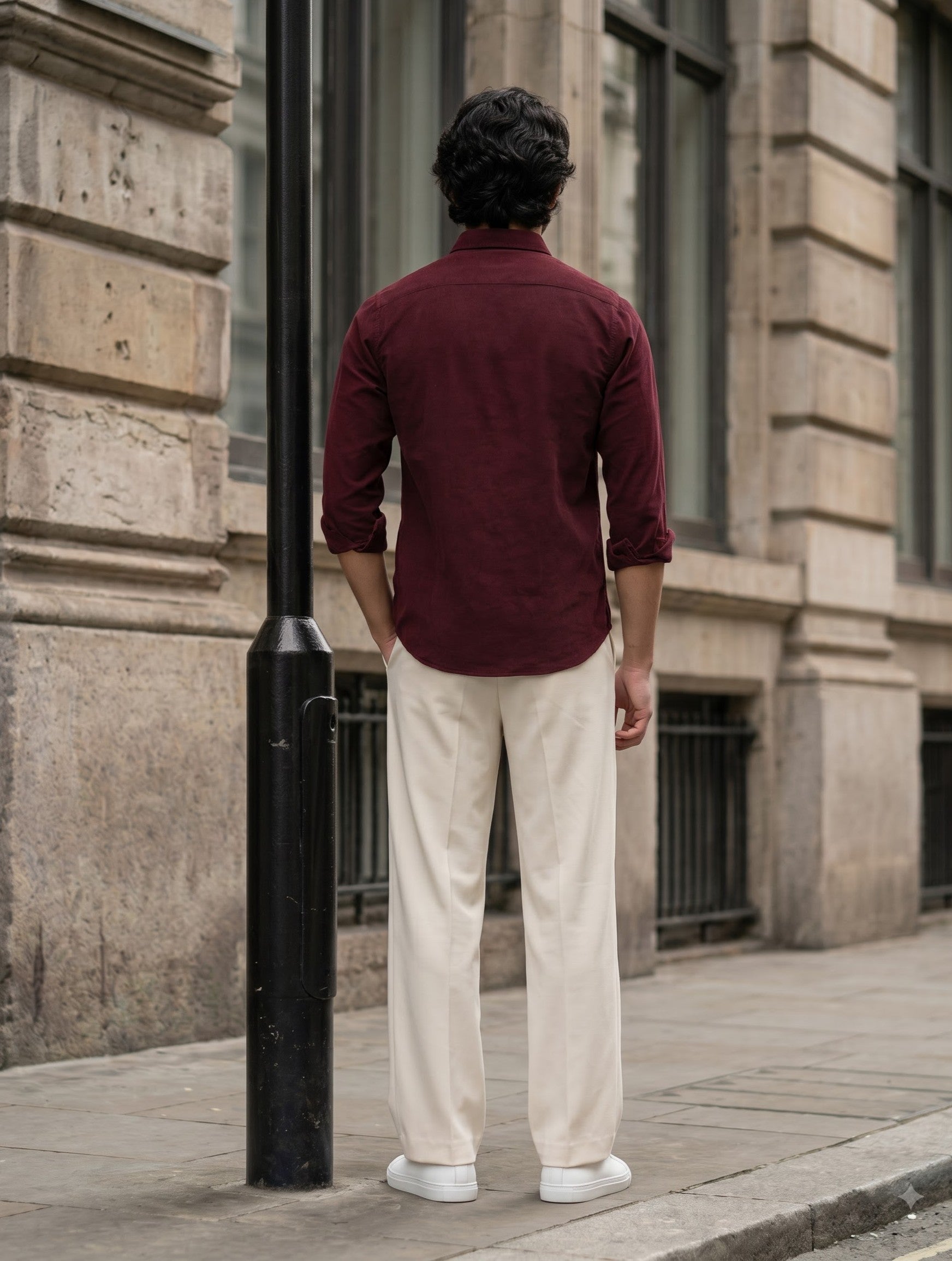 Men's Corduroy Maroon Regular Fit Shirt