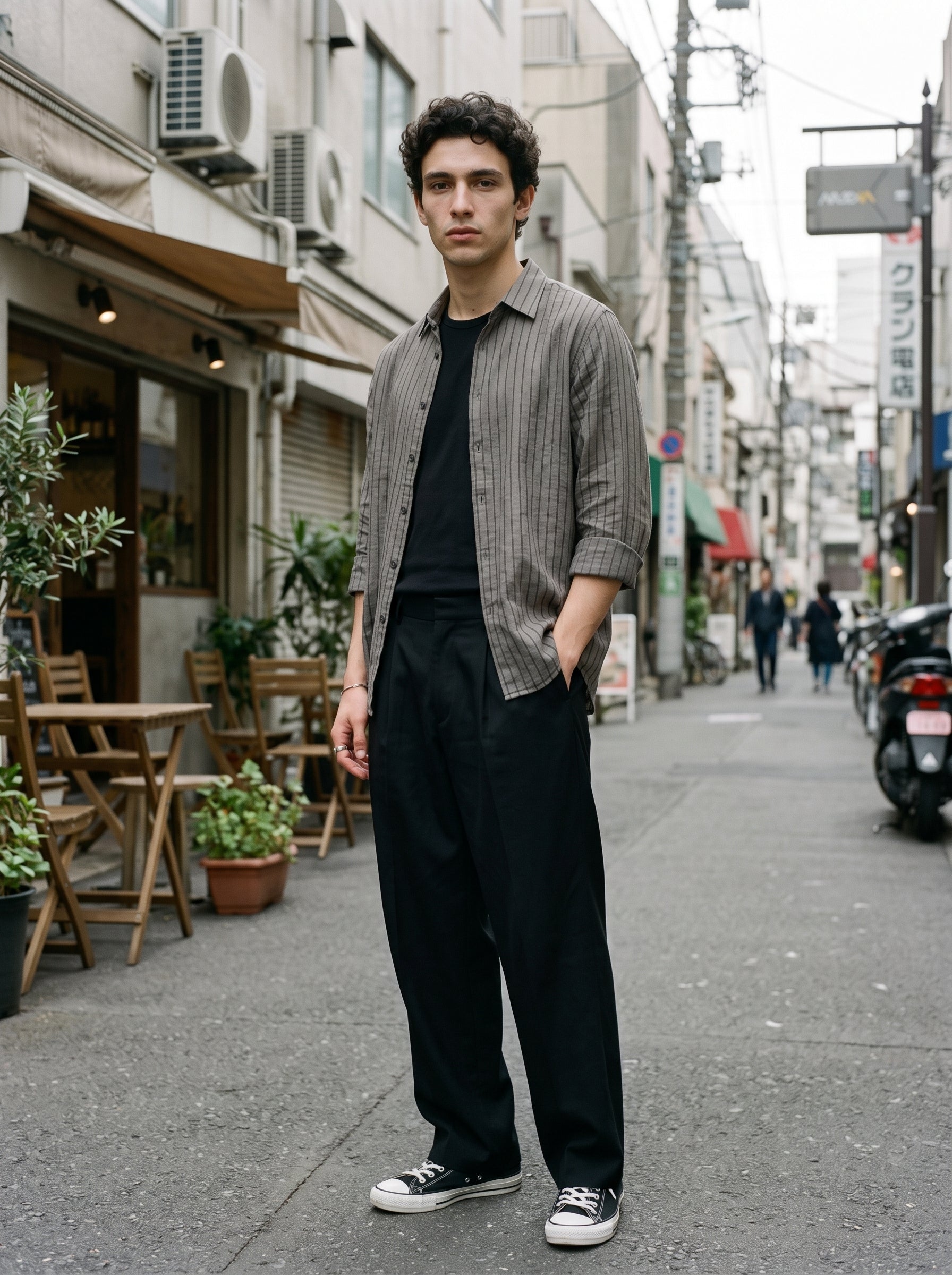 Men's Stripes Cement Relaxed Fit Shirt