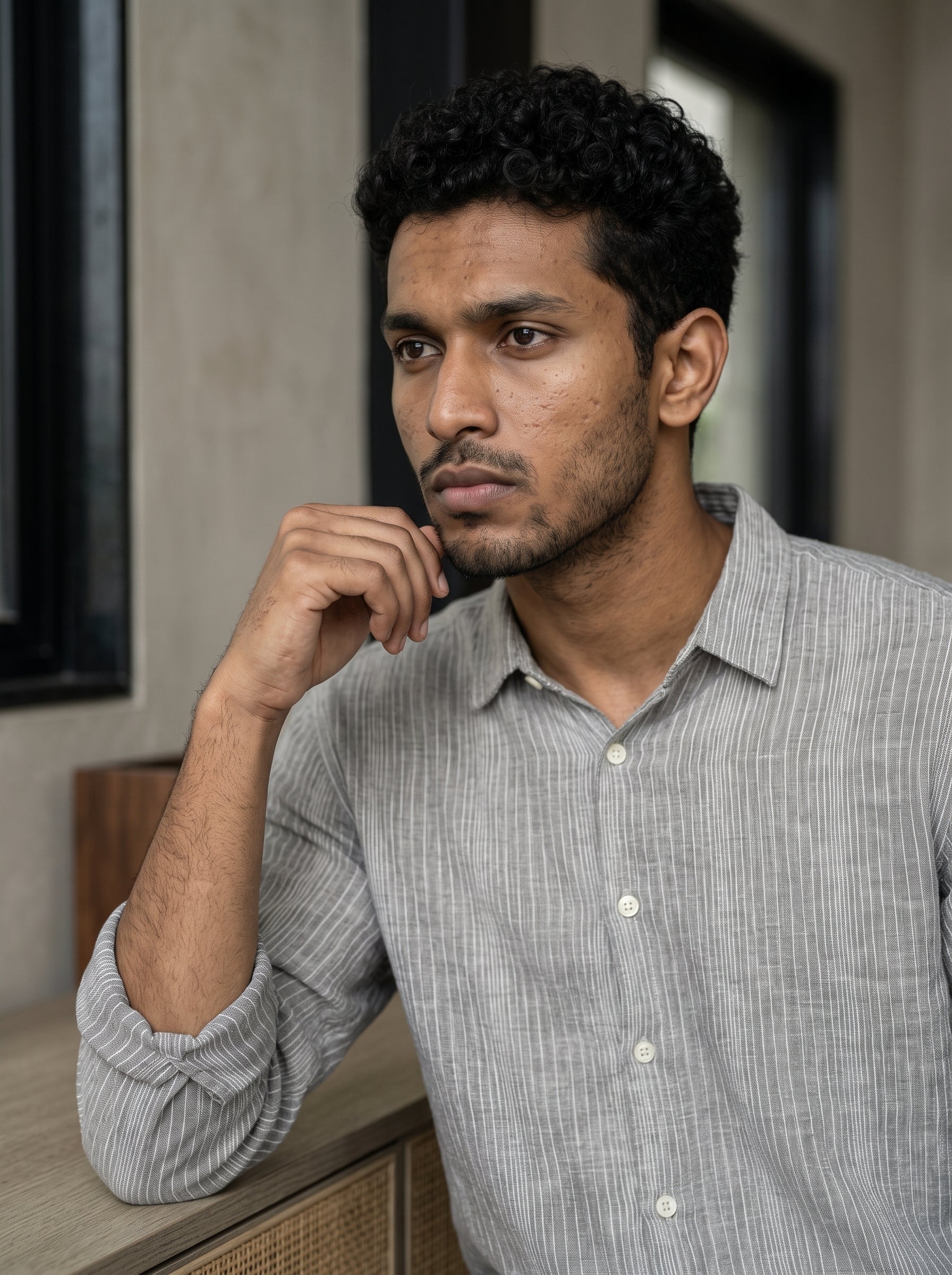 Men's Cotton Grey Relaxed Fit Shirt