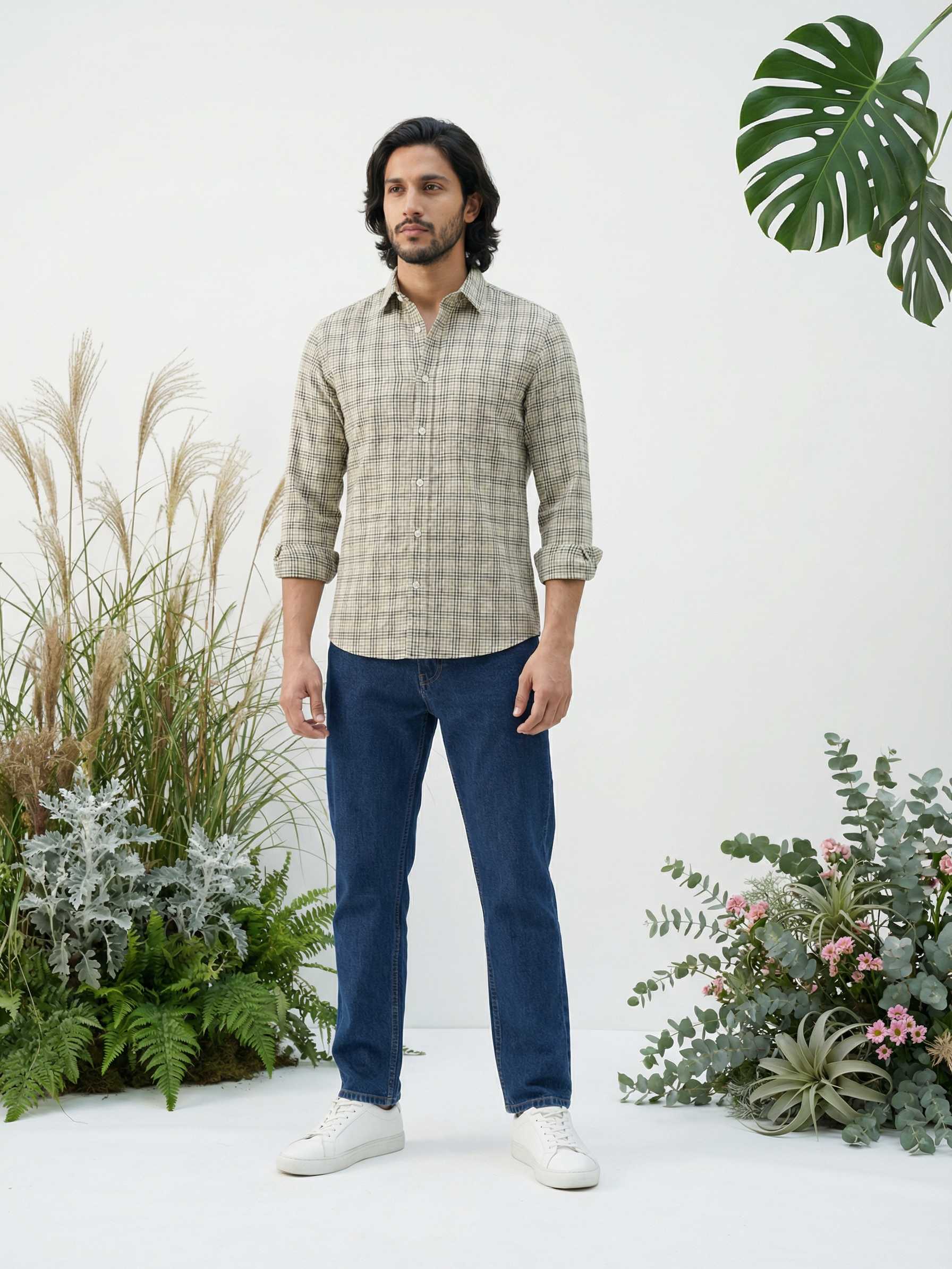 Men’s Relaxed Fit Blue Checked Shirt