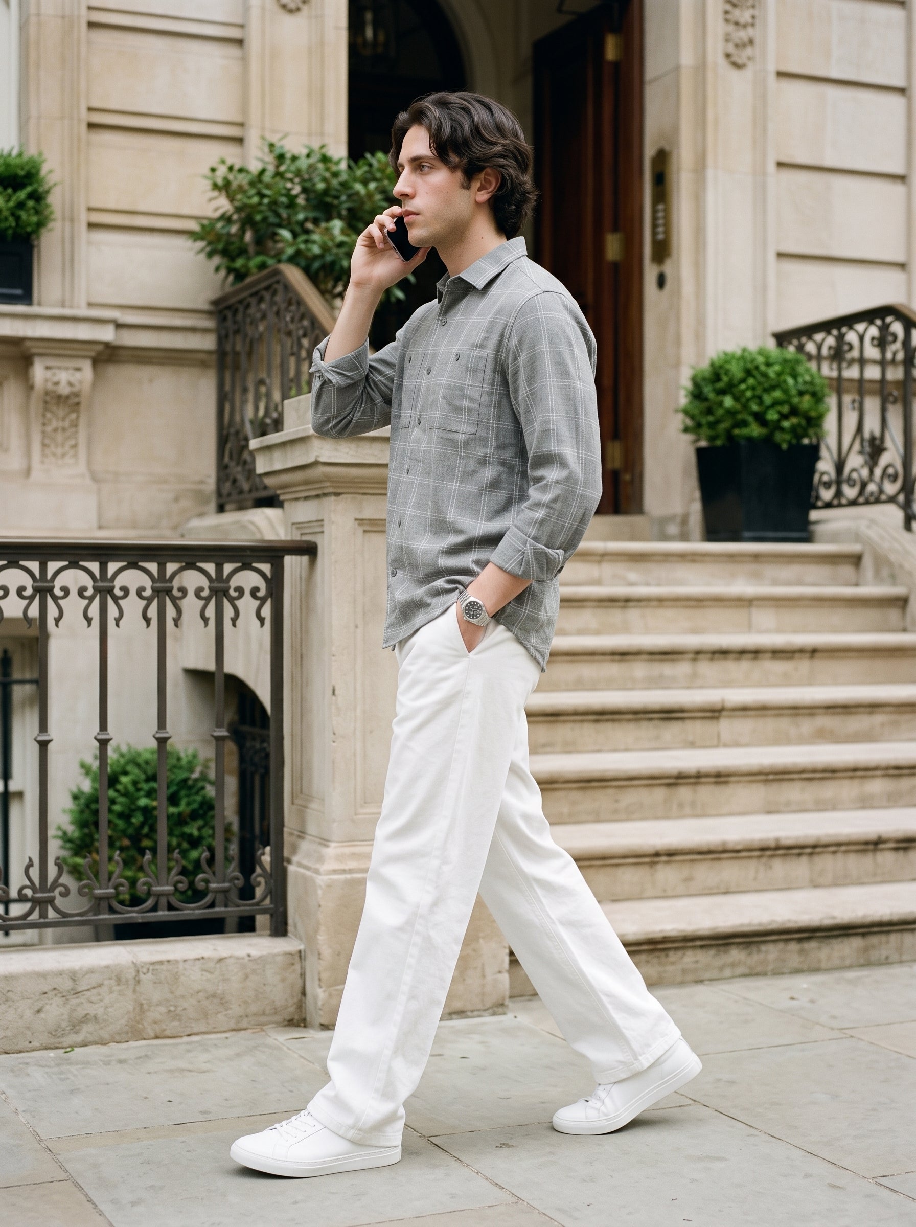 Men's Cotton Space Grey Relaxed Fit Shirt