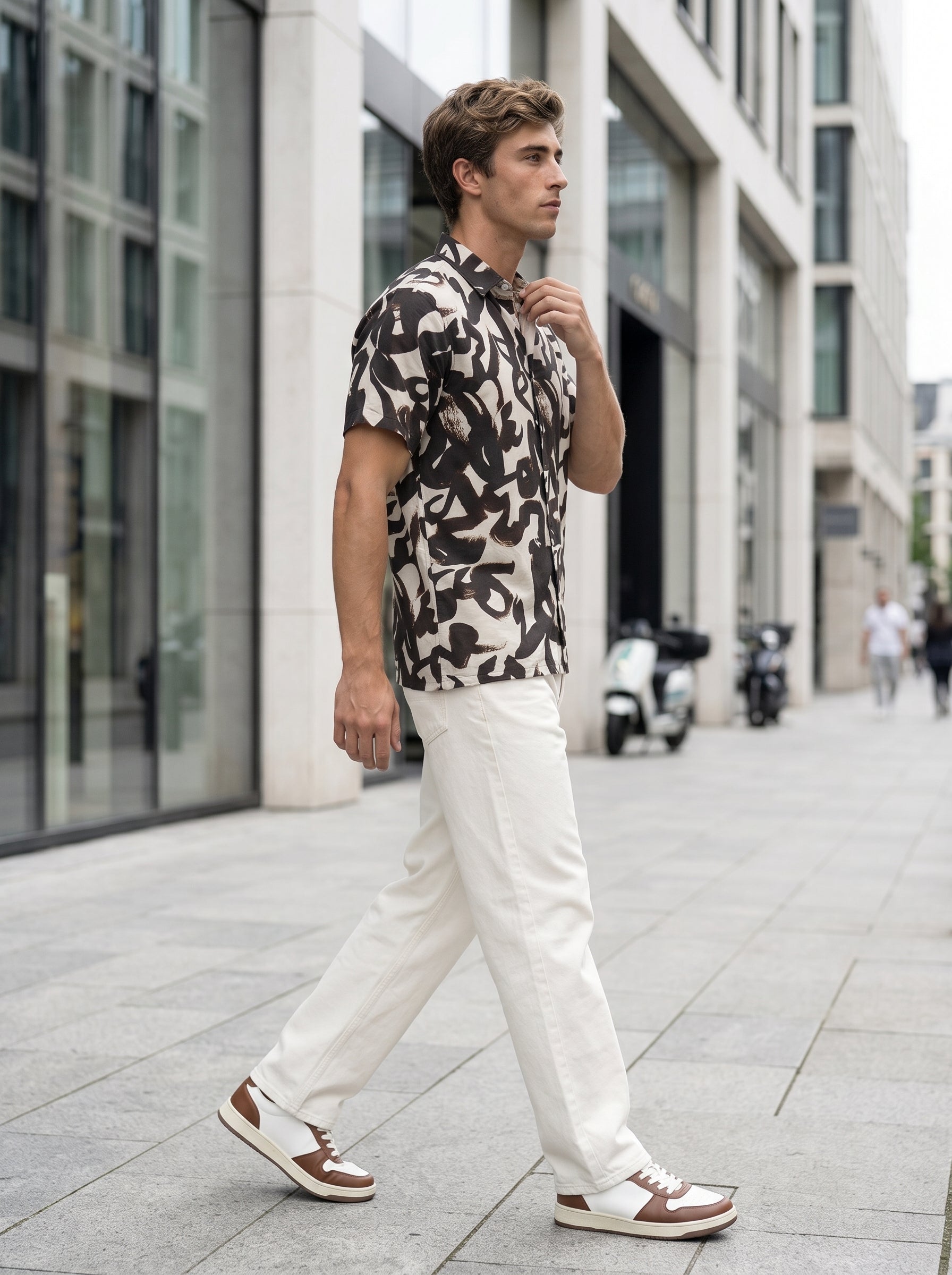 Men's Rayon Off White Relaxed Fit Shirt
