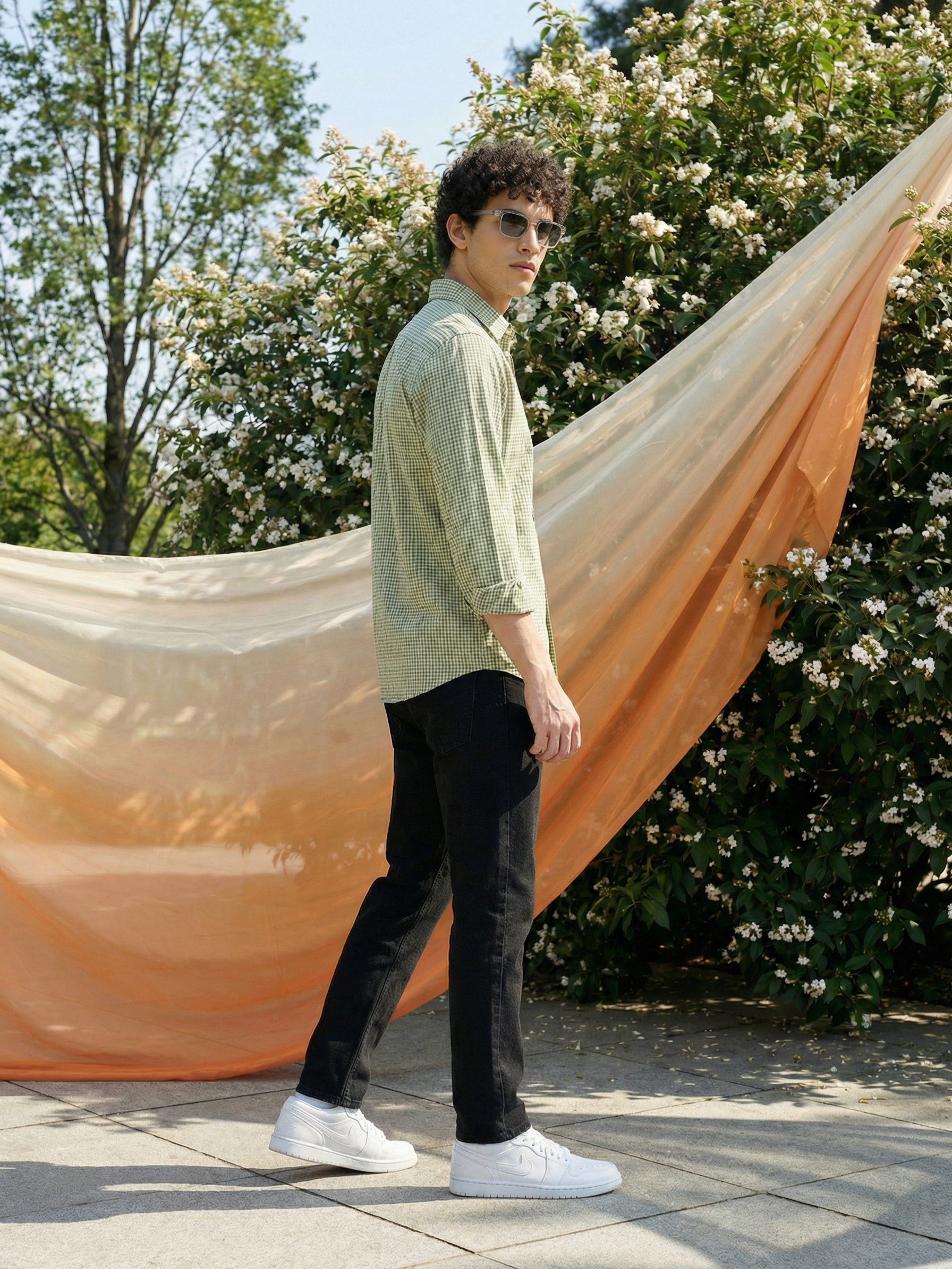 Men’s Relaxed Fit Green Checked Shirt