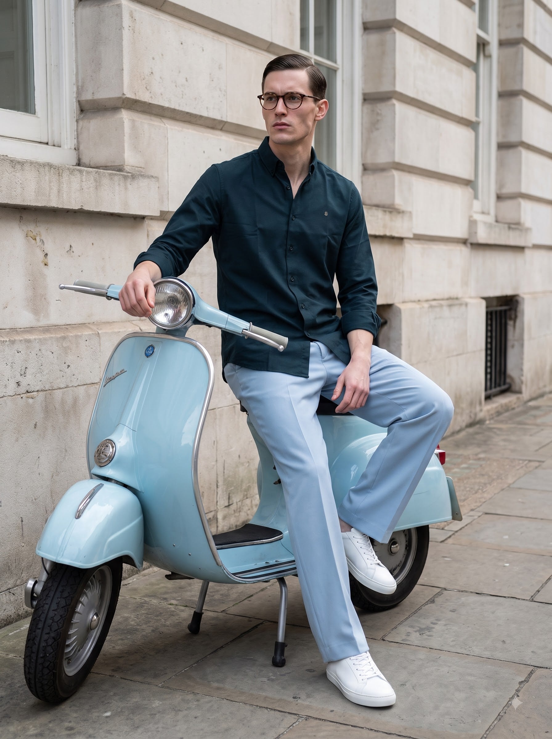Men's Cotton Oxford Teal Blue Regular Fit Shirt