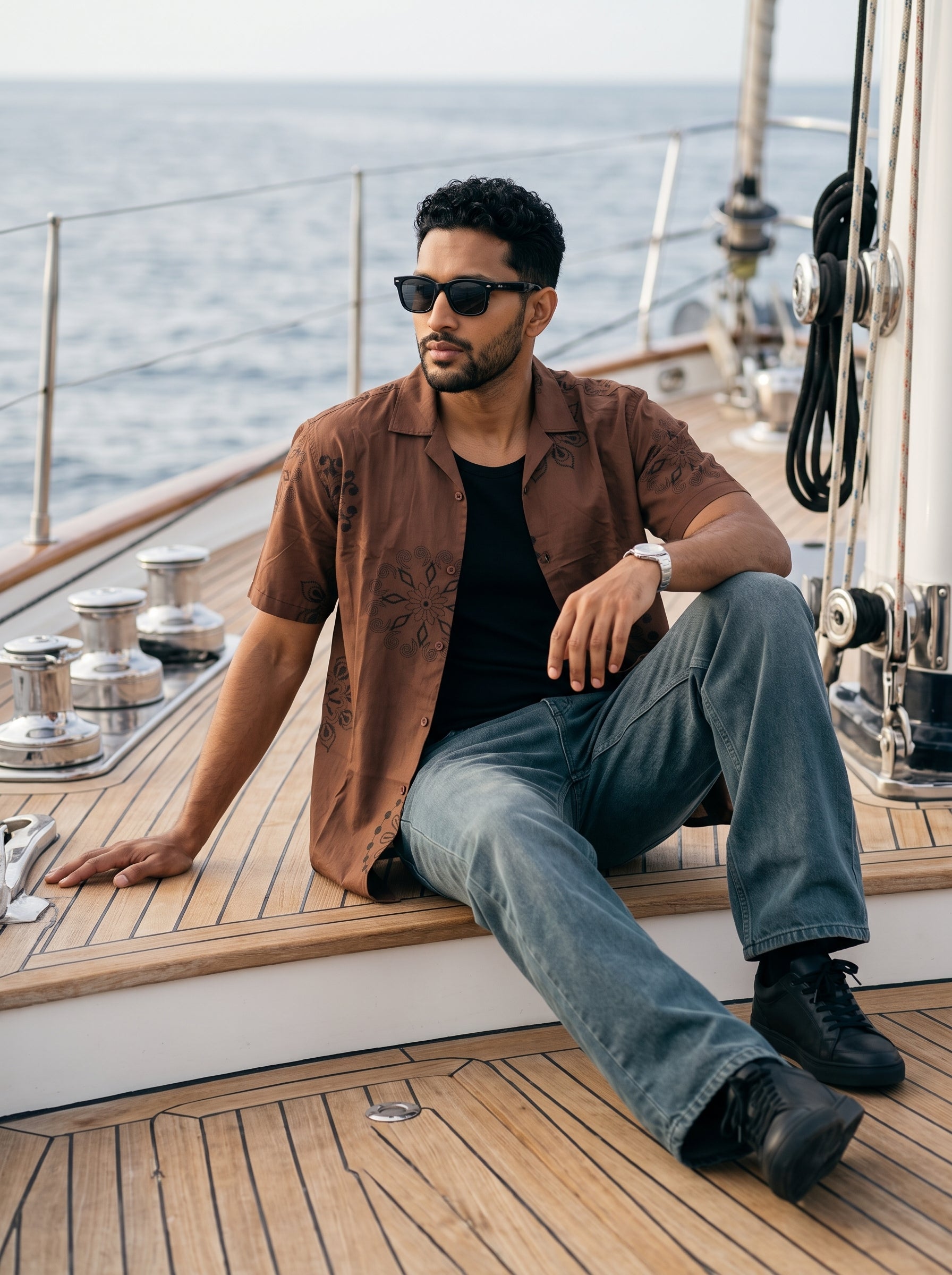 Men's Cotton Fire Brick Relaxed Fit Shirt