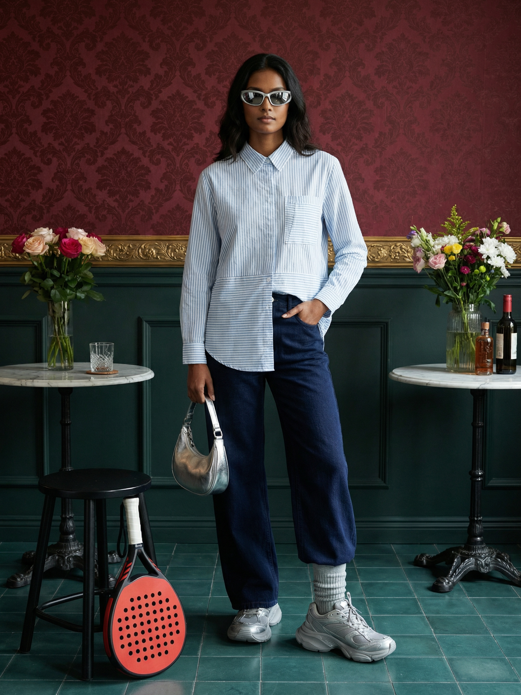 Women’s White & Blue Cotton Regular Fit Striped Shirt