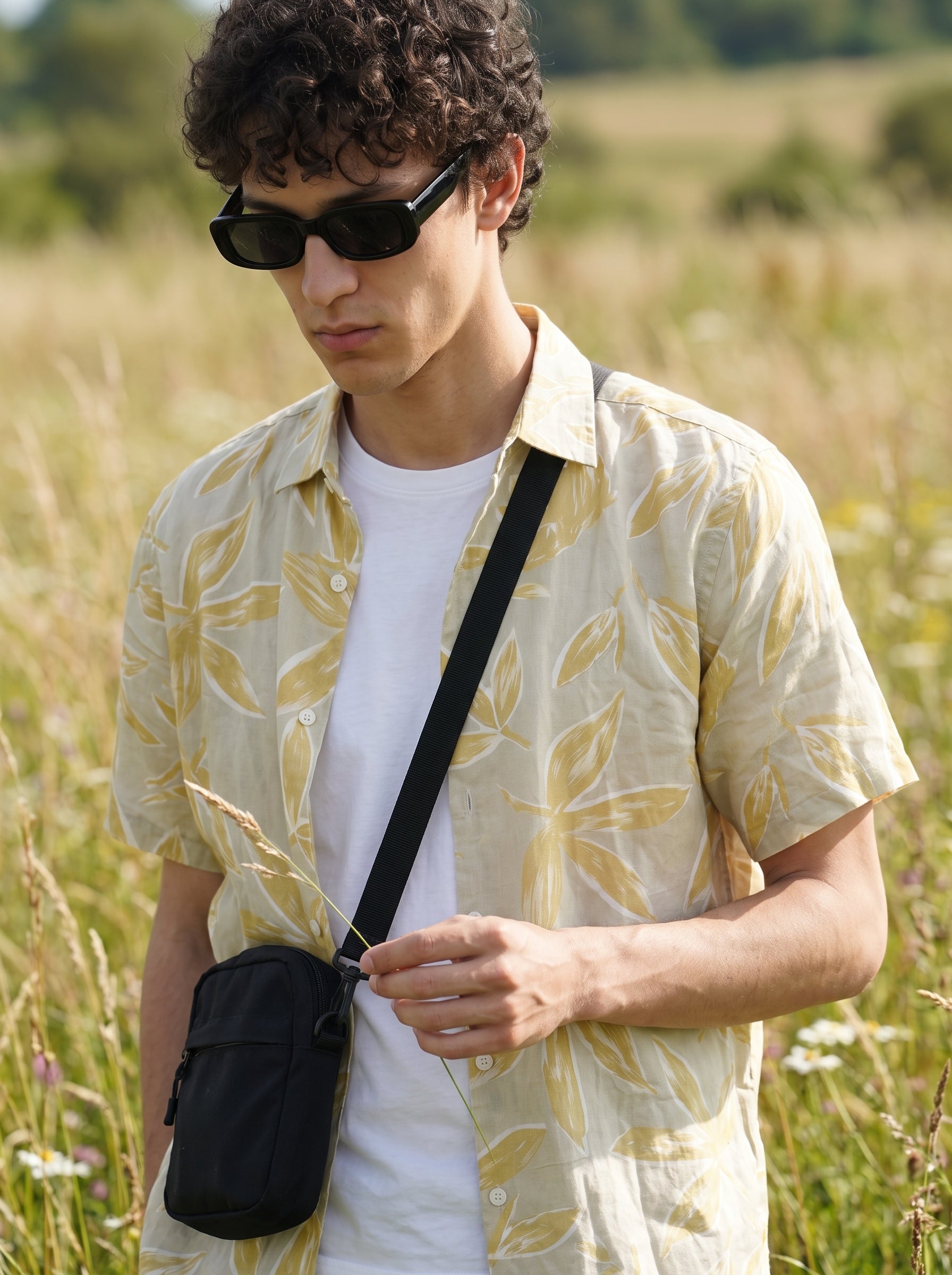 Men's Cotton Prints Mustard Relaxed Fit Shirt