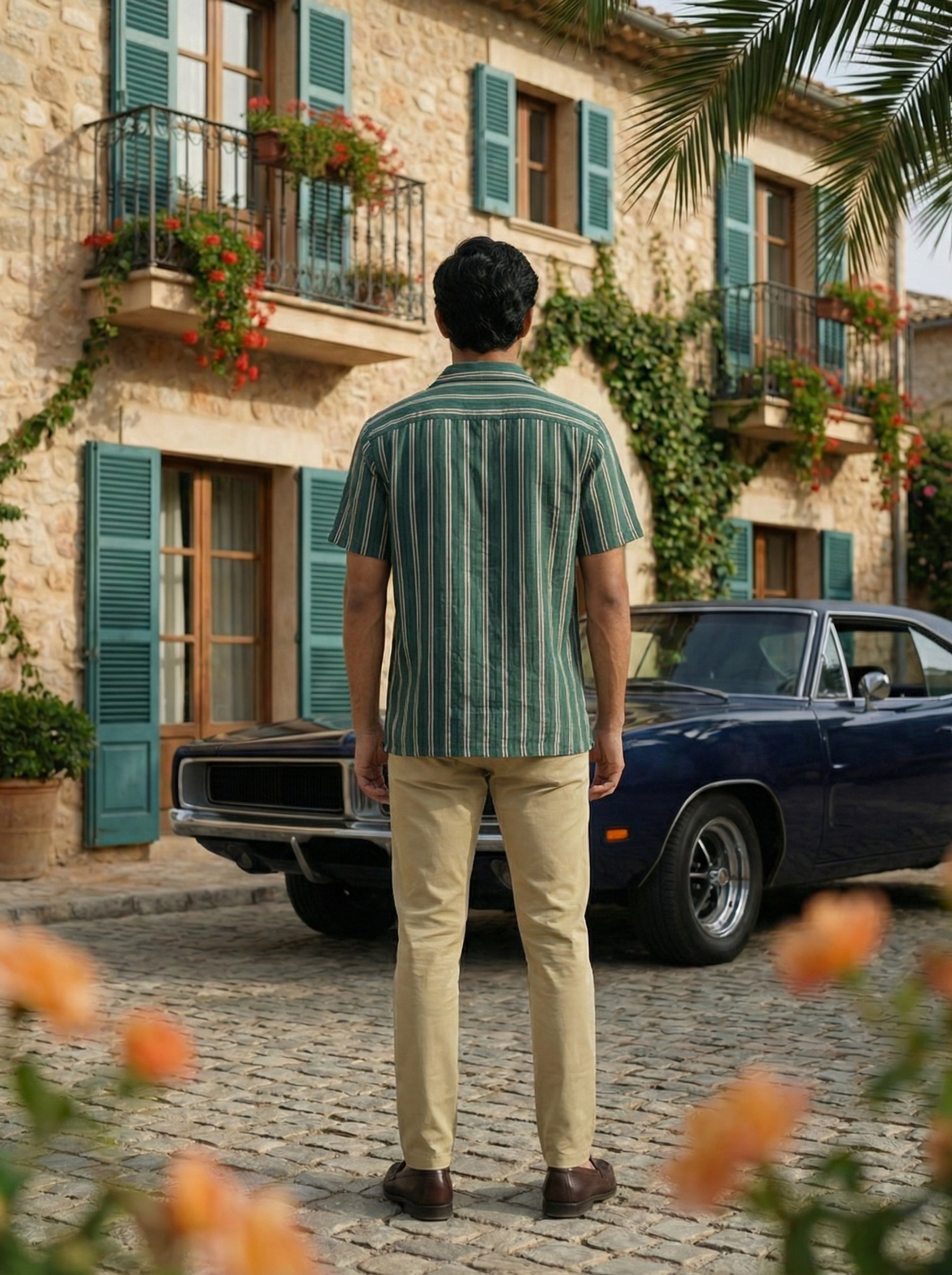 Men’s Green Relaxed Fit Agro Linen Shirt