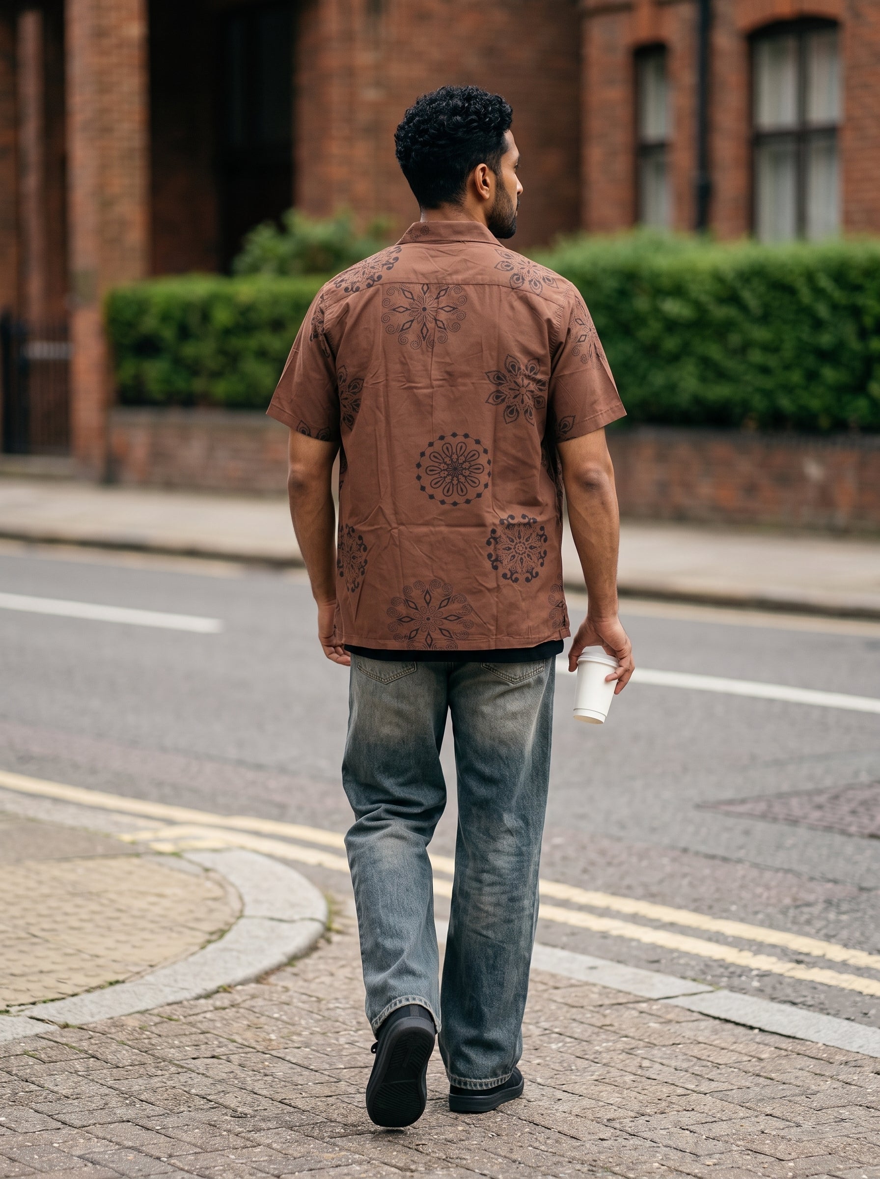 Men's Cotton Fire Brick Relaxed Fit Shirt