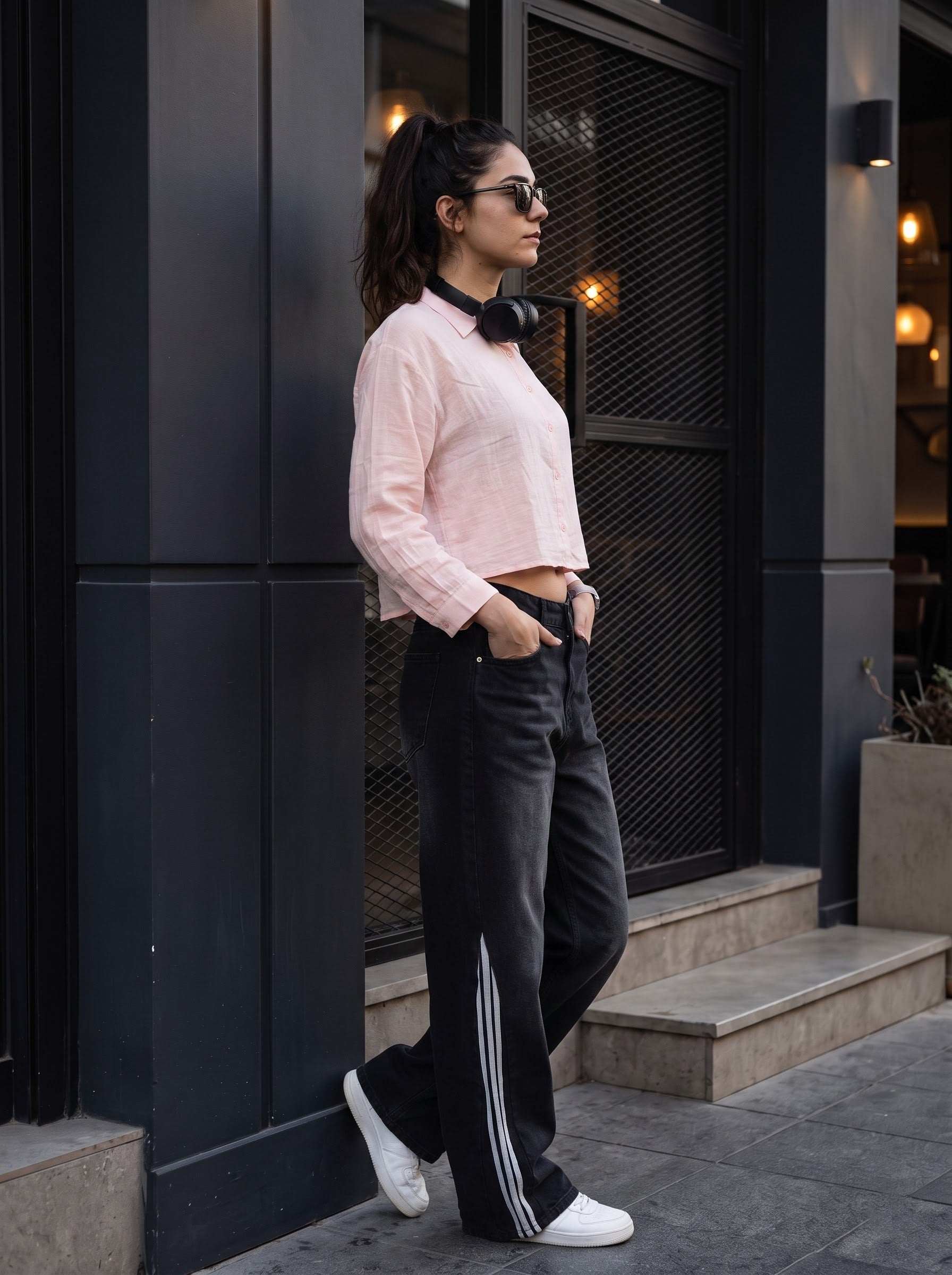 Women's Double Layered Cotton Peach Color Regular Fit Shirt