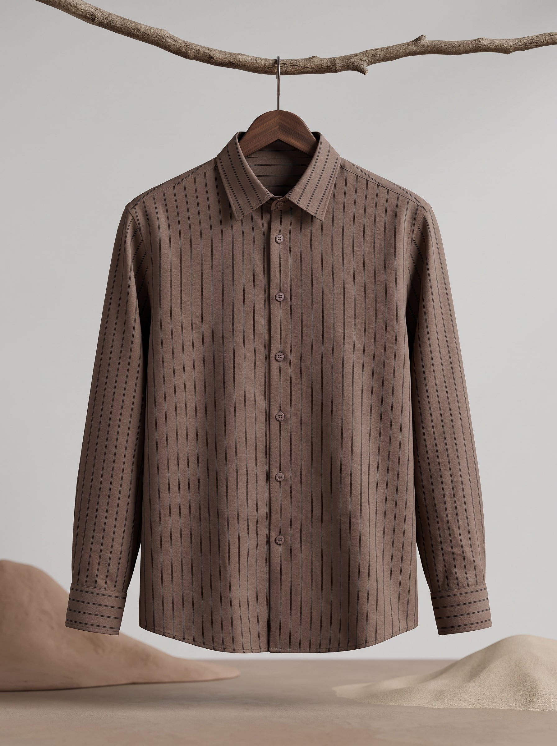 Men's Stripes Brown Relaxed Fit Shirt