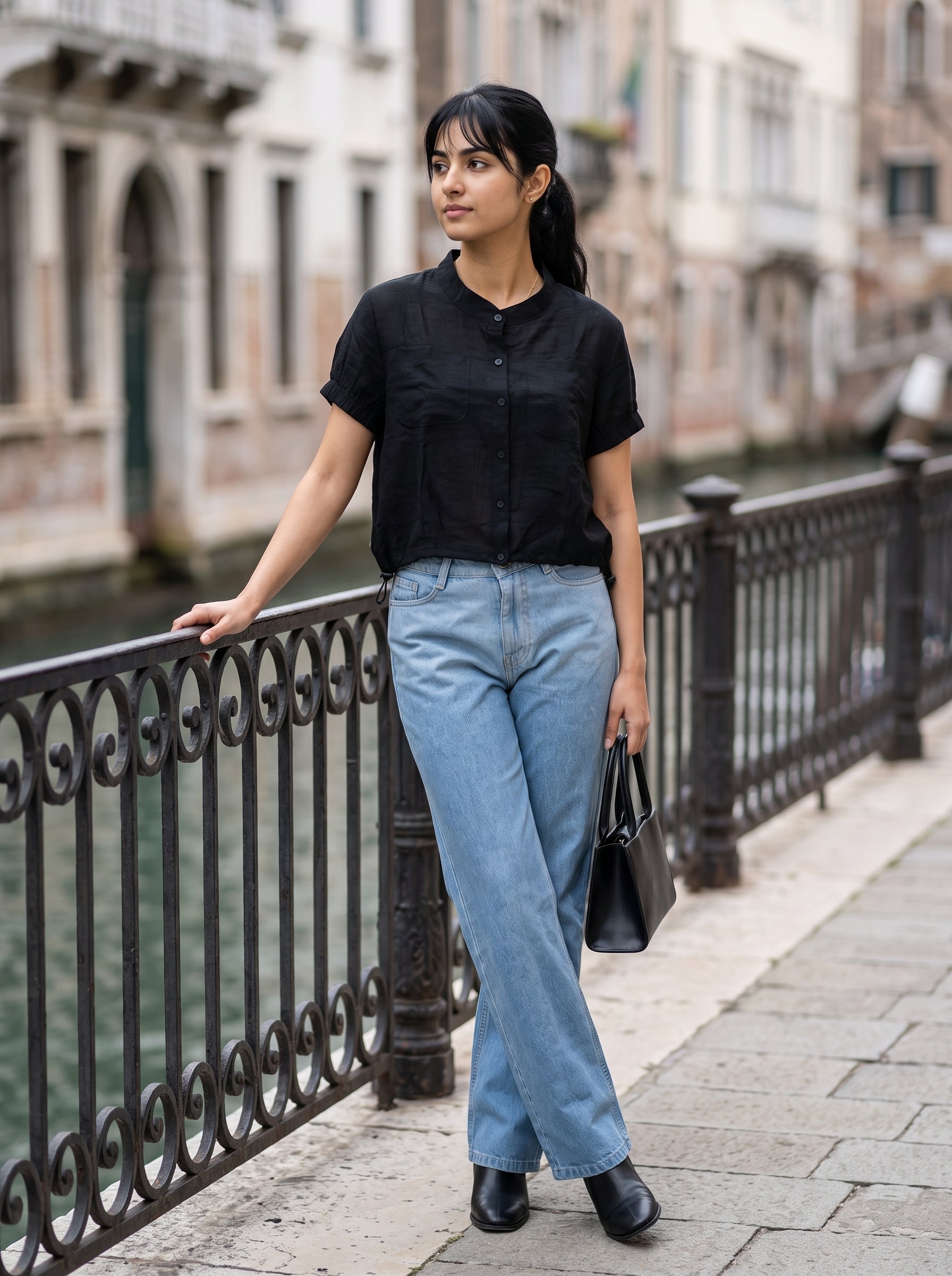 Women's Imported Black Regular Fit Top