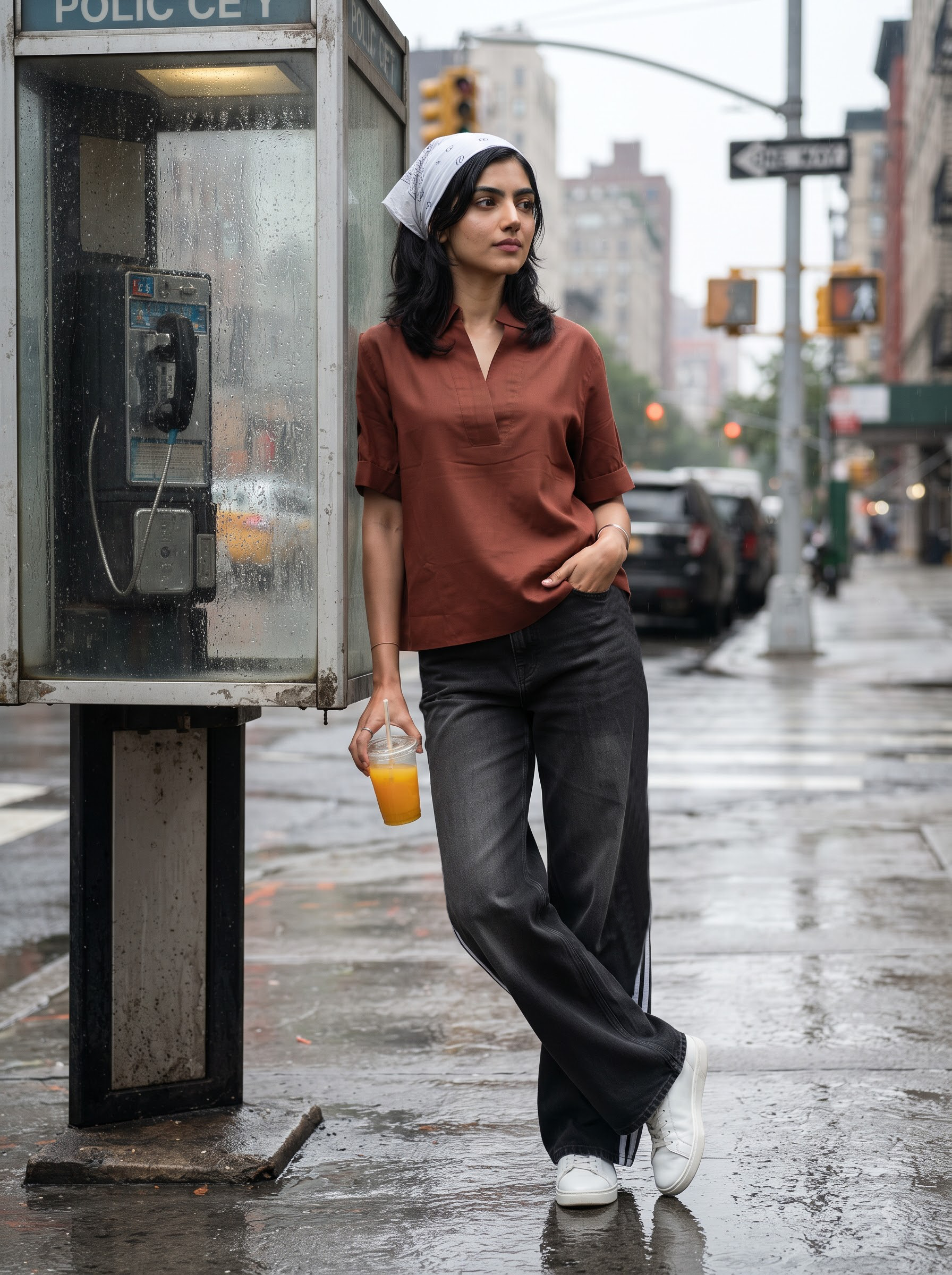 Women's Linen Dark Rust Color Regular Fit Top