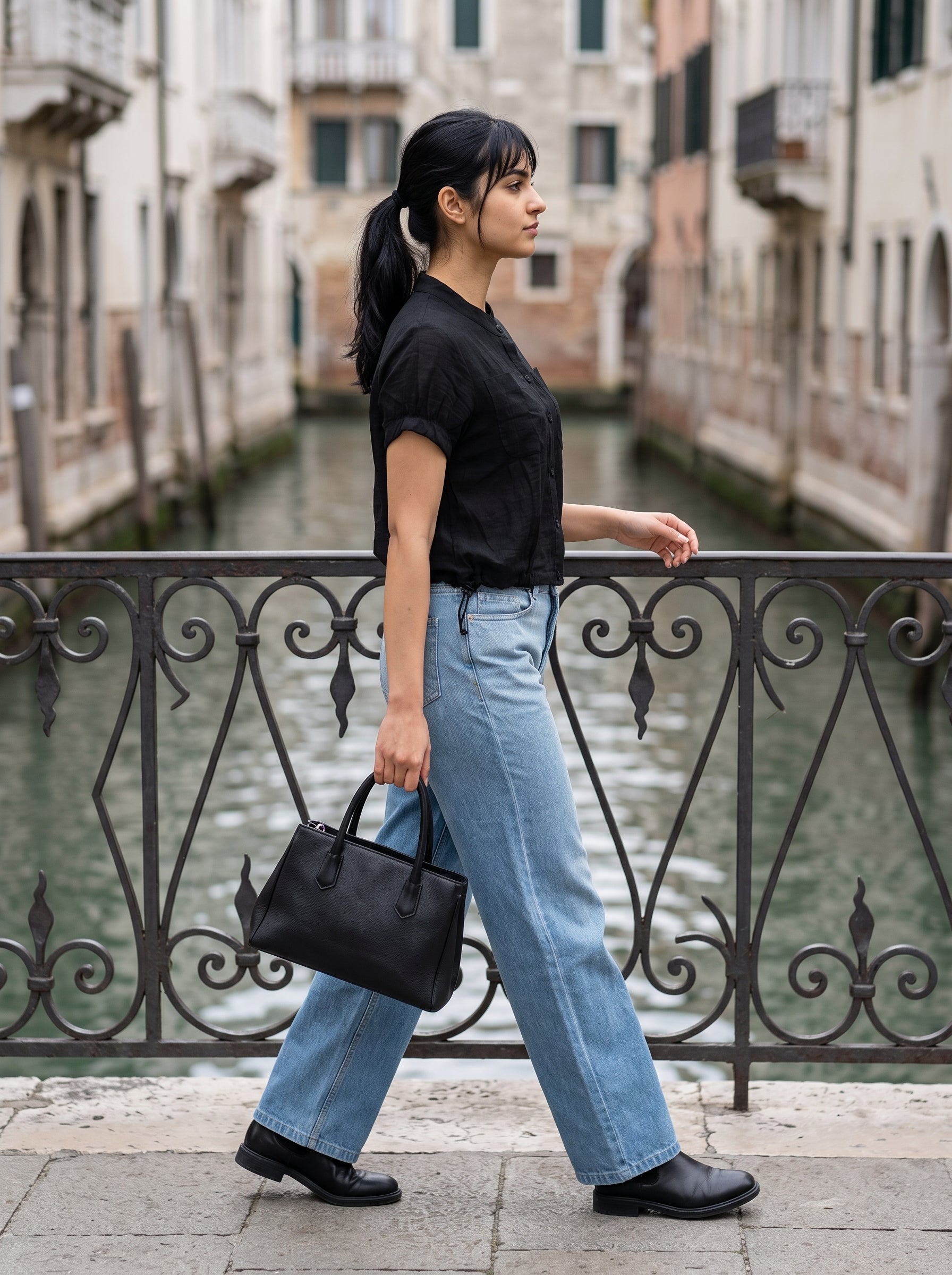 Women's Imported Black Regular Fit Top