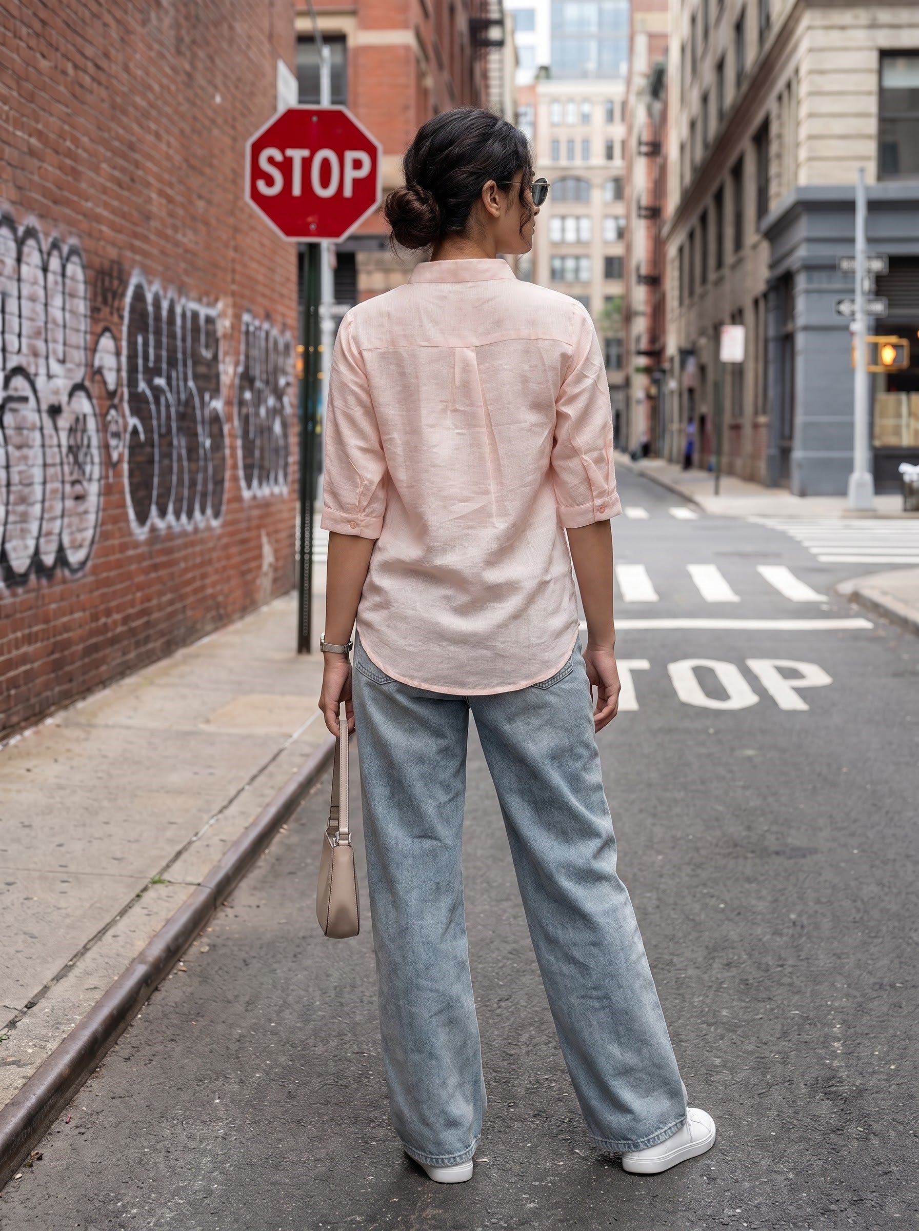 Women's Cotton Light Peach Color Regular Fit Top
