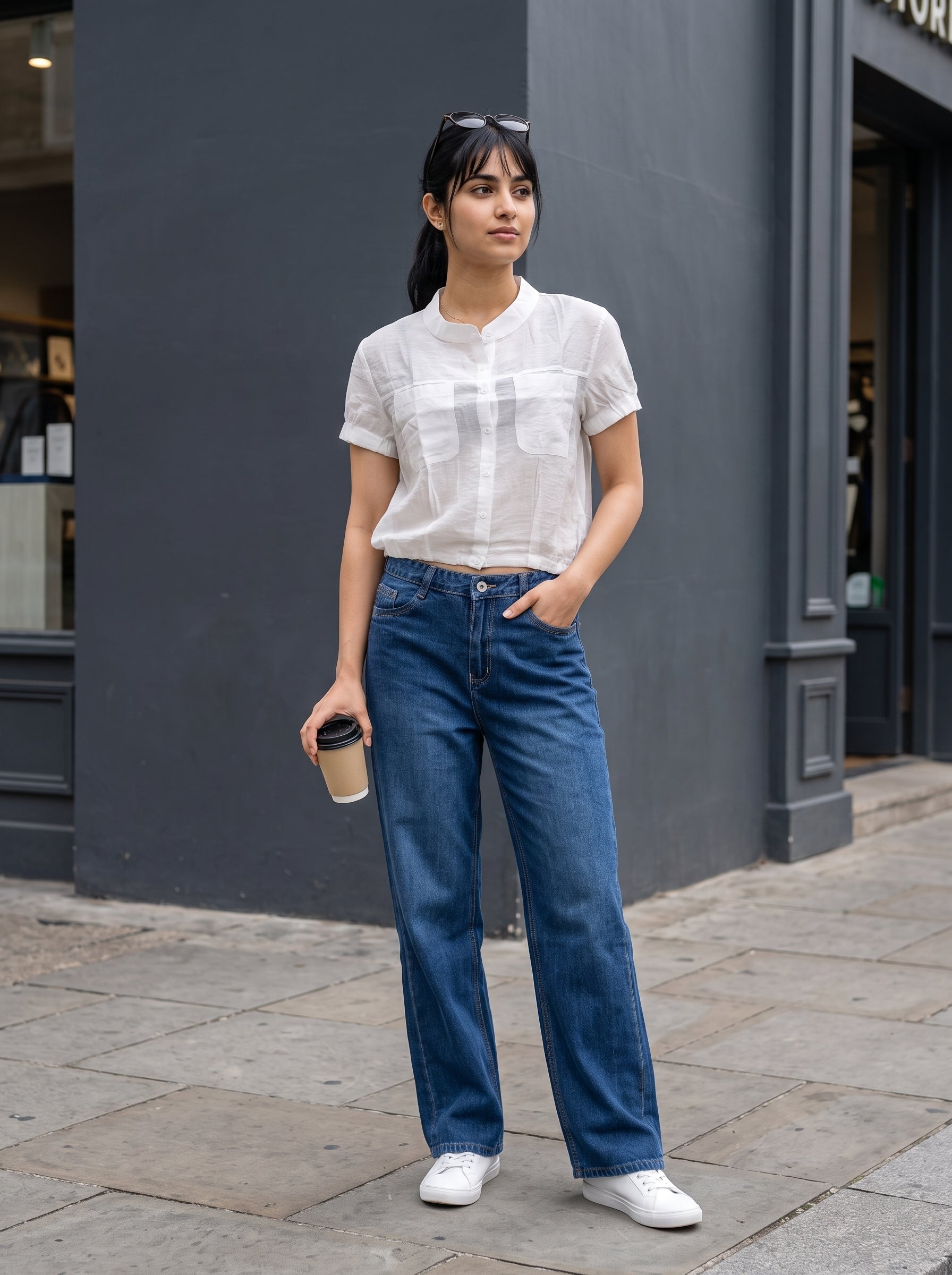 Women's Imported White Regular Fit Top