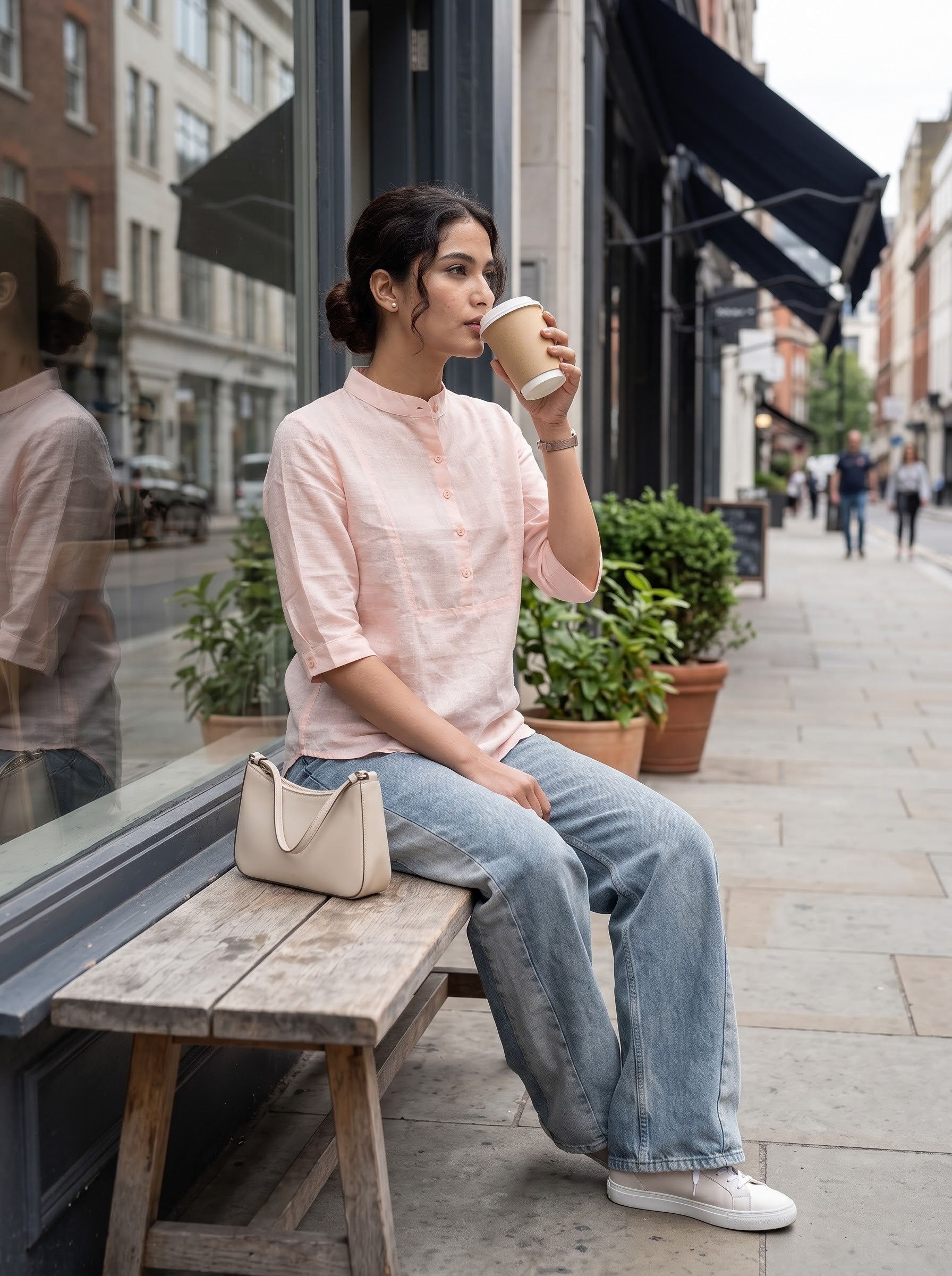 Women's Cotton Light Peach Color Regular Fit Top