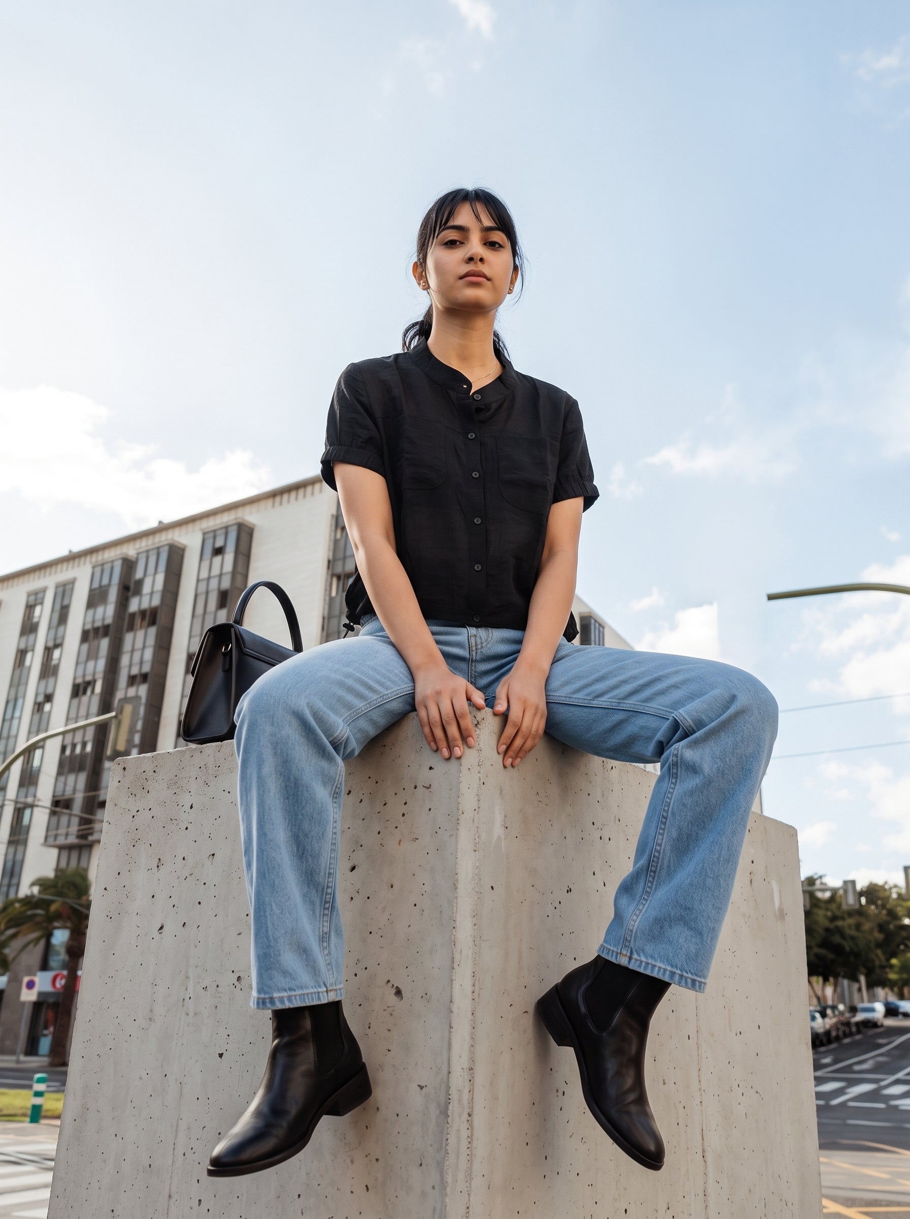 Women's Imported Black Regular Fit Top