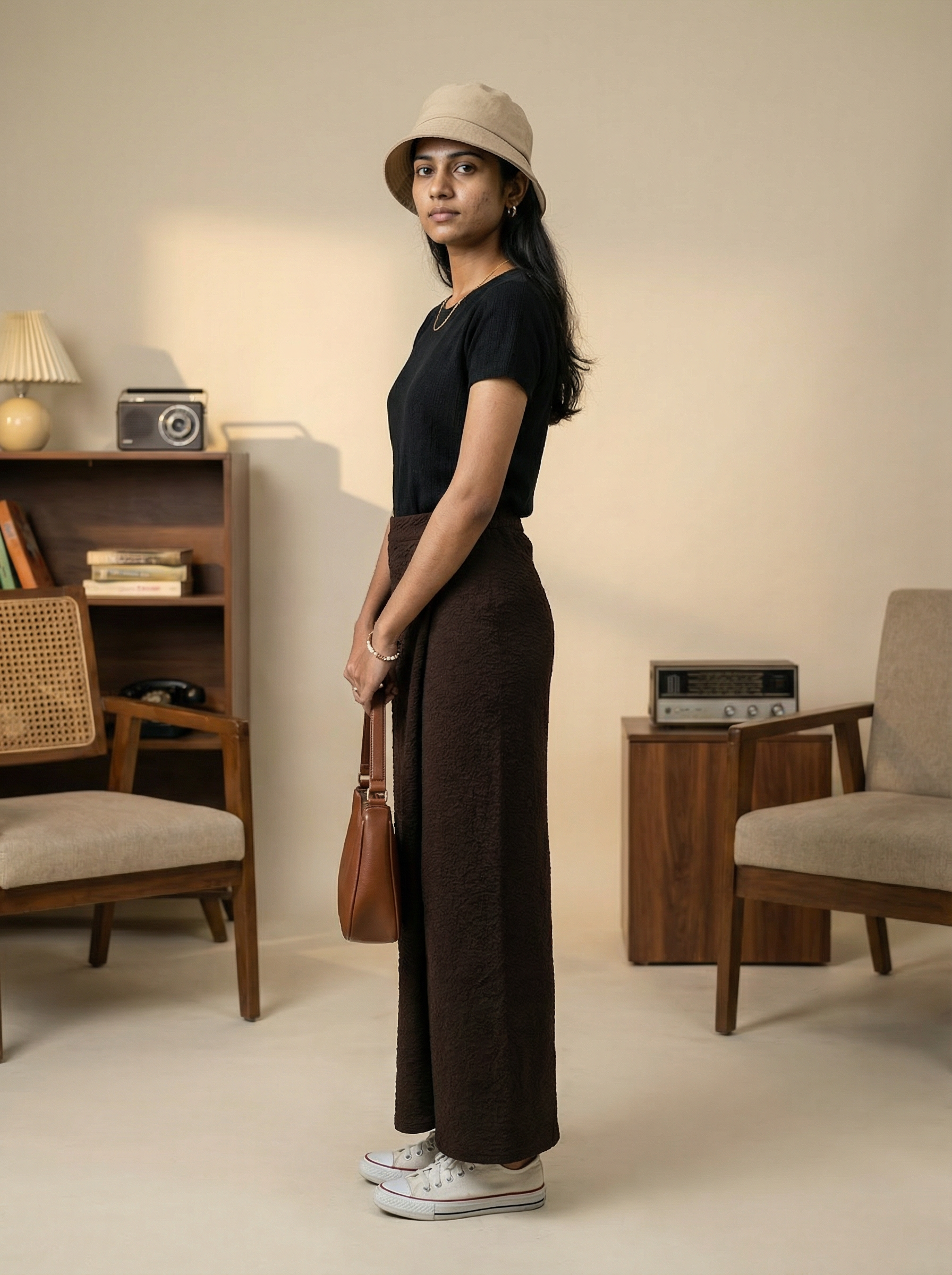 Brown Culotted Overlapped Trouser